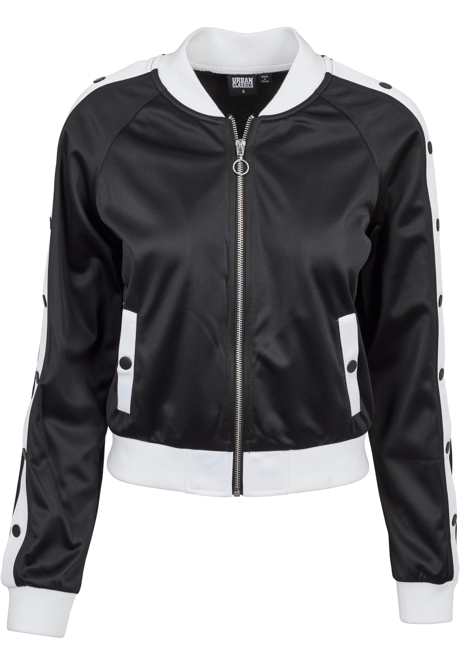 Ladies Button Up Track Jacket | blk/wht/blk