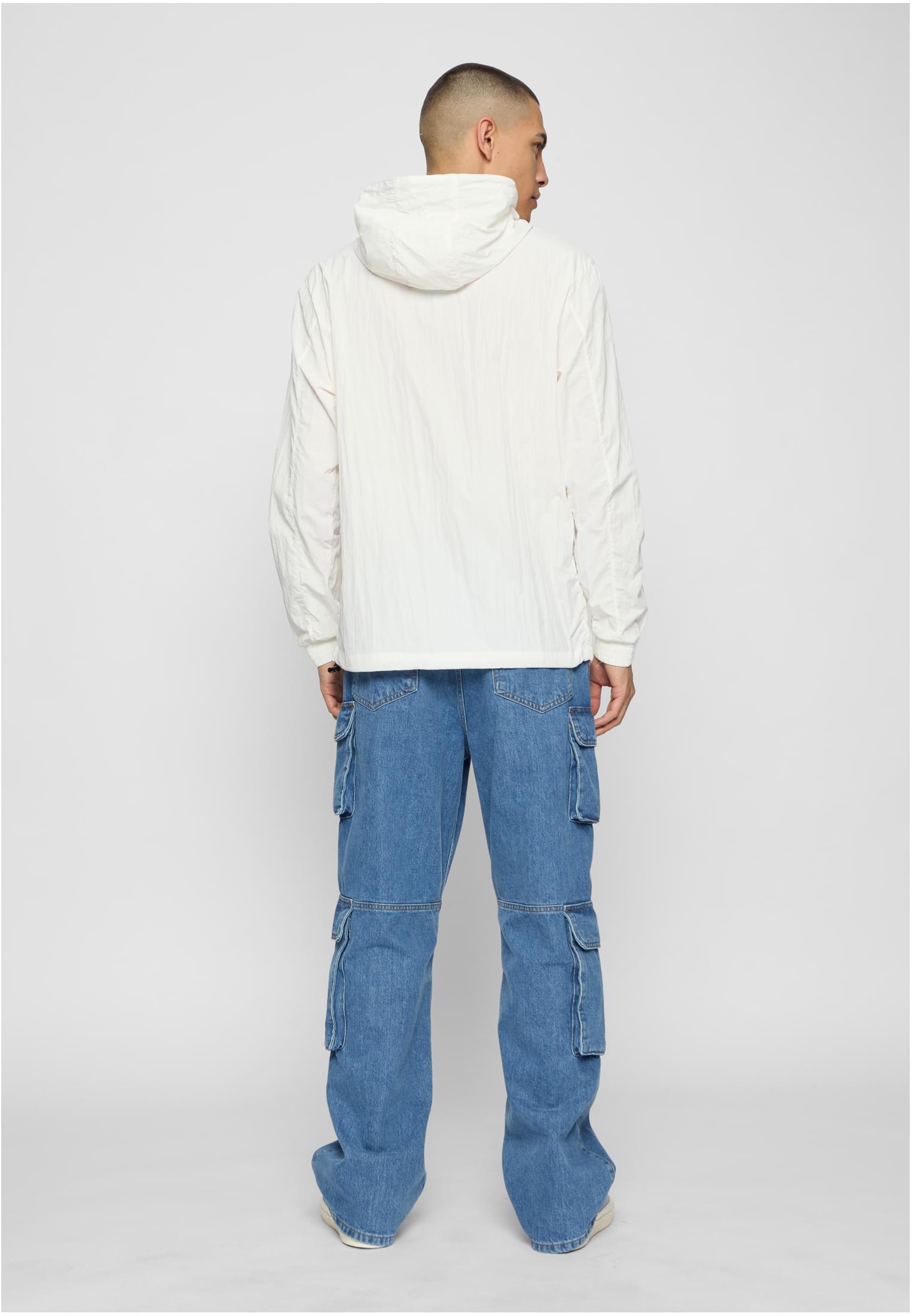 Crinkle Nylon Pull Over Jacket | wht/blk