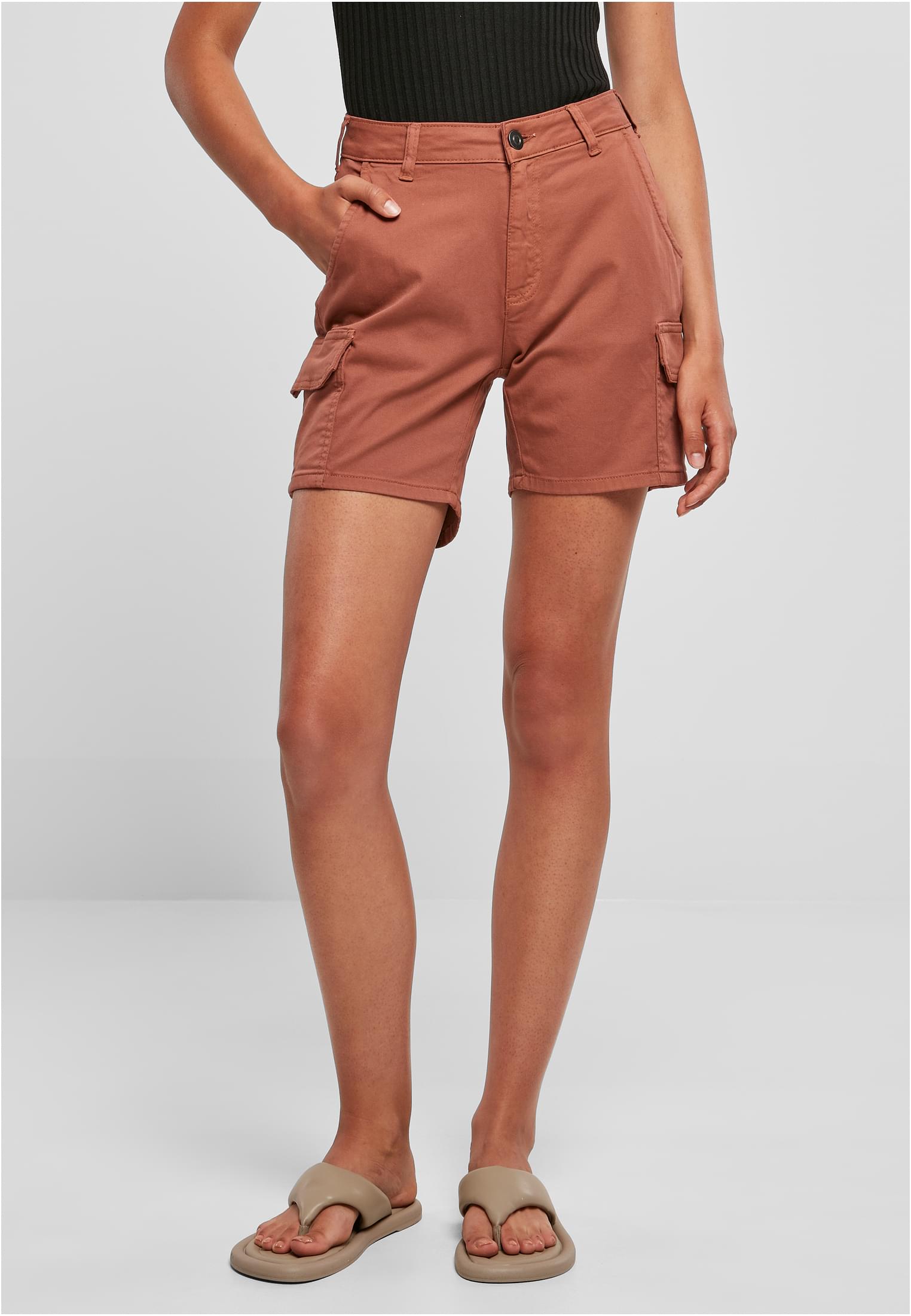 Ladies High Waist Cargo Shorts | terracotta