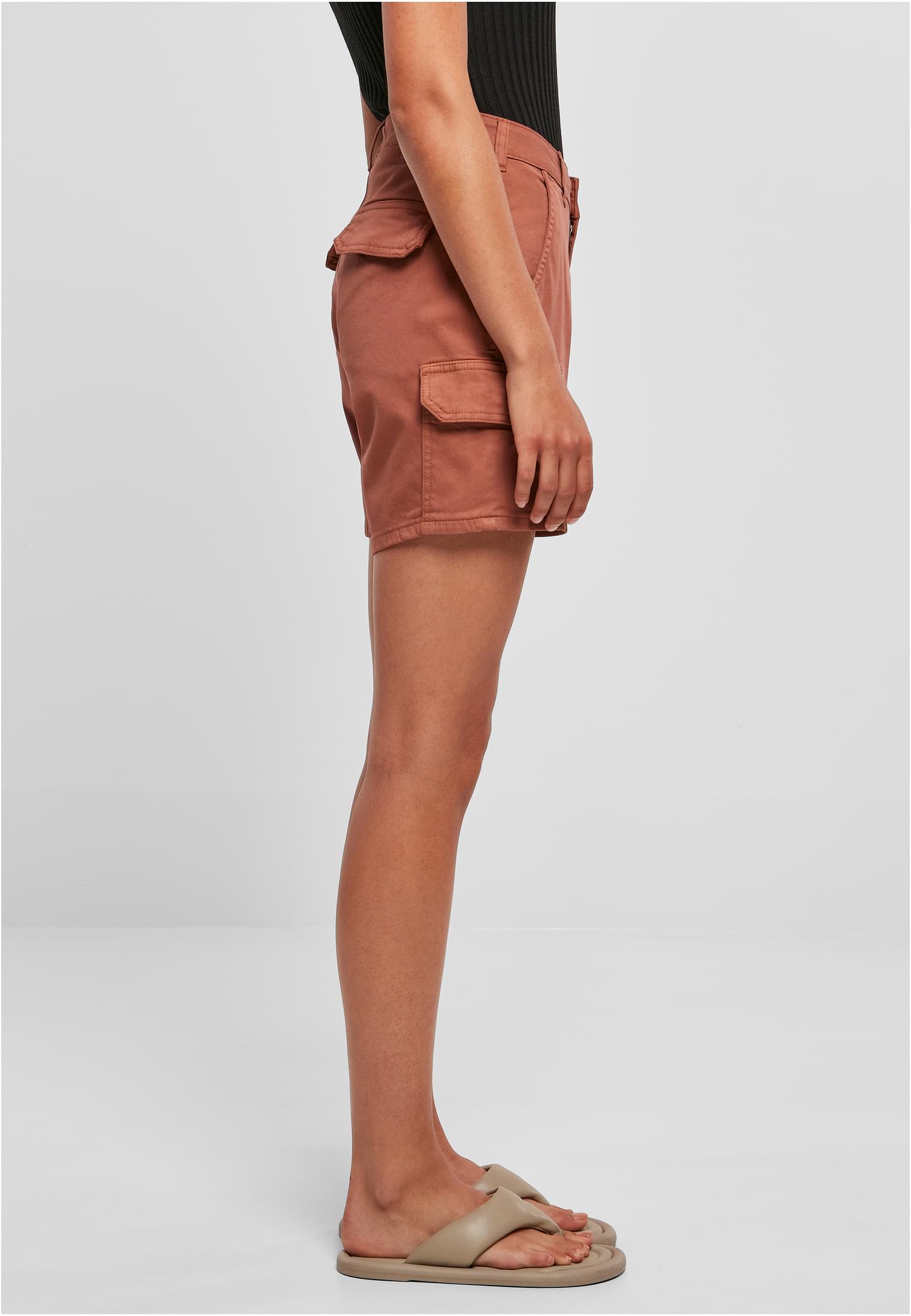 Ladies High Waist Cargo Shorts | terracotta