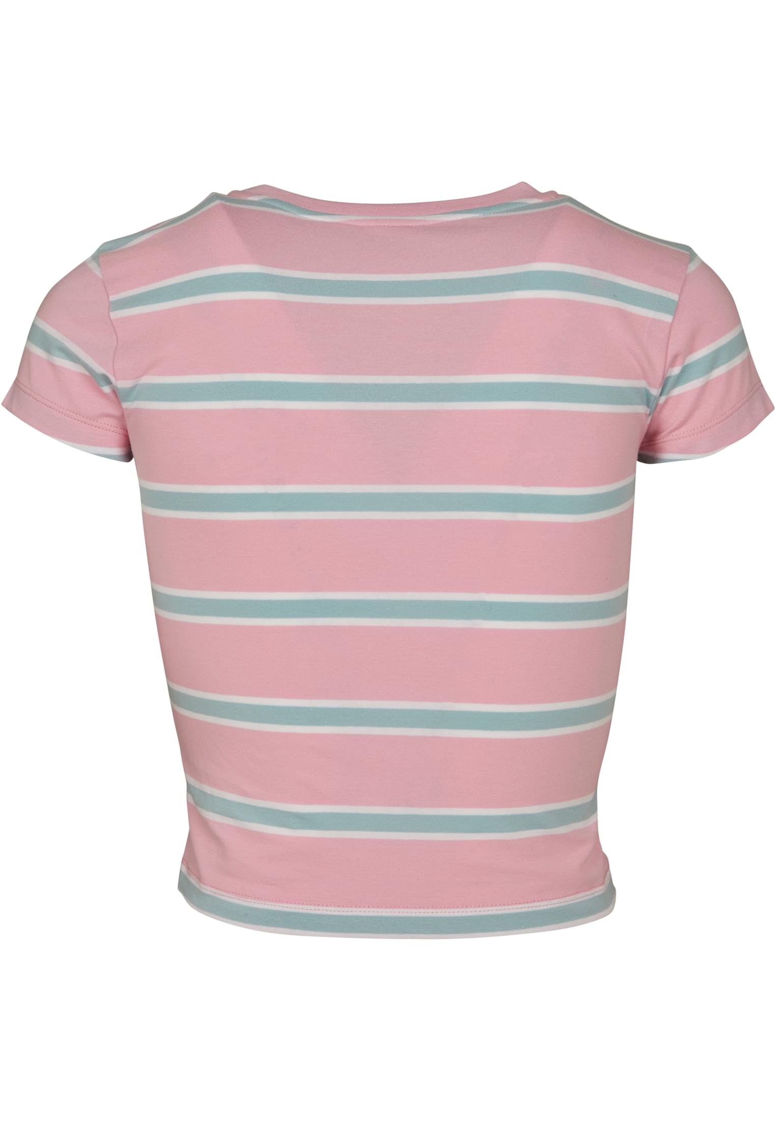 Ladies Stripe Cropped Tee | girlypink/oceanblue