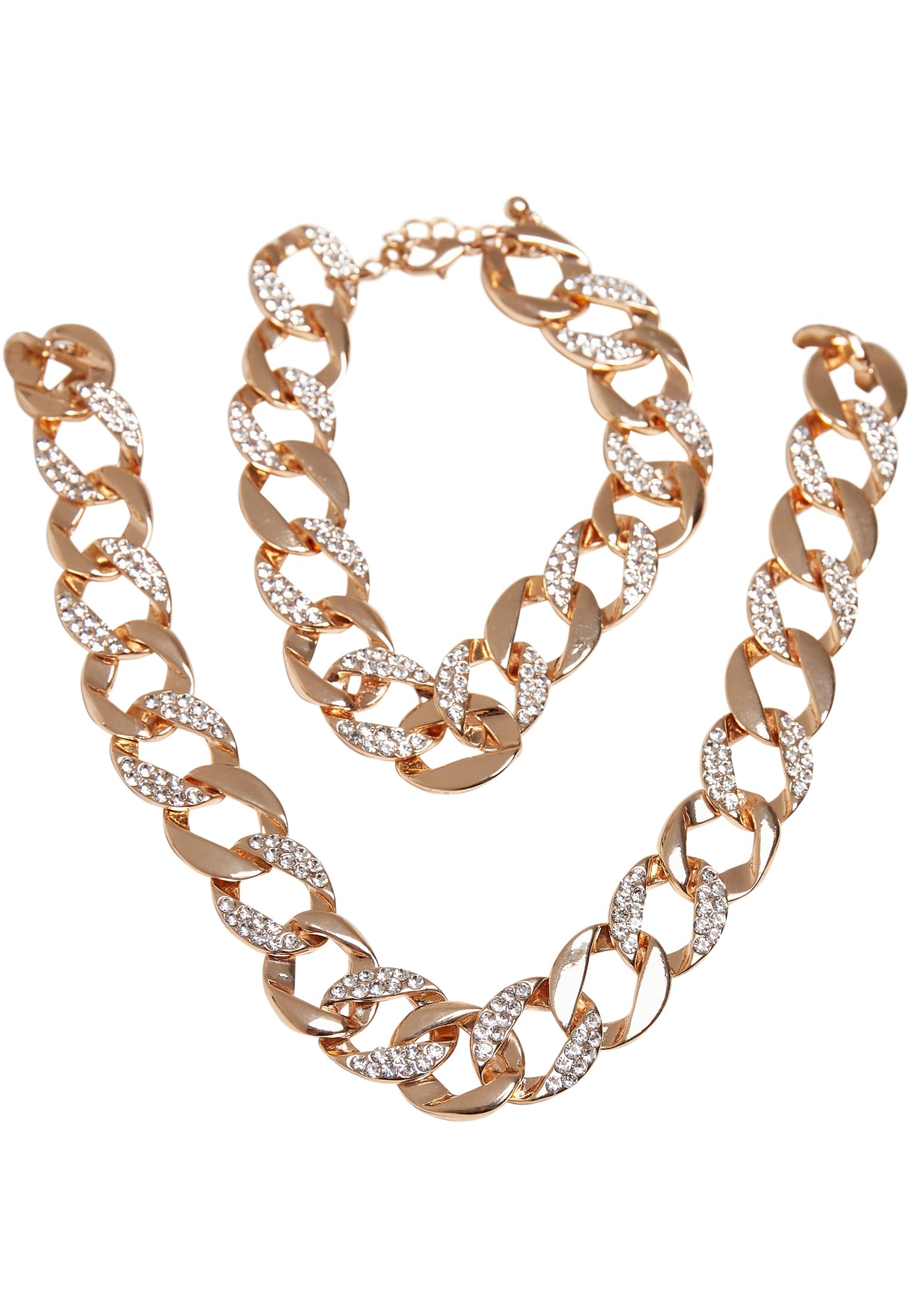 Basic Diamond Necklace And Bracelet Set | gold
