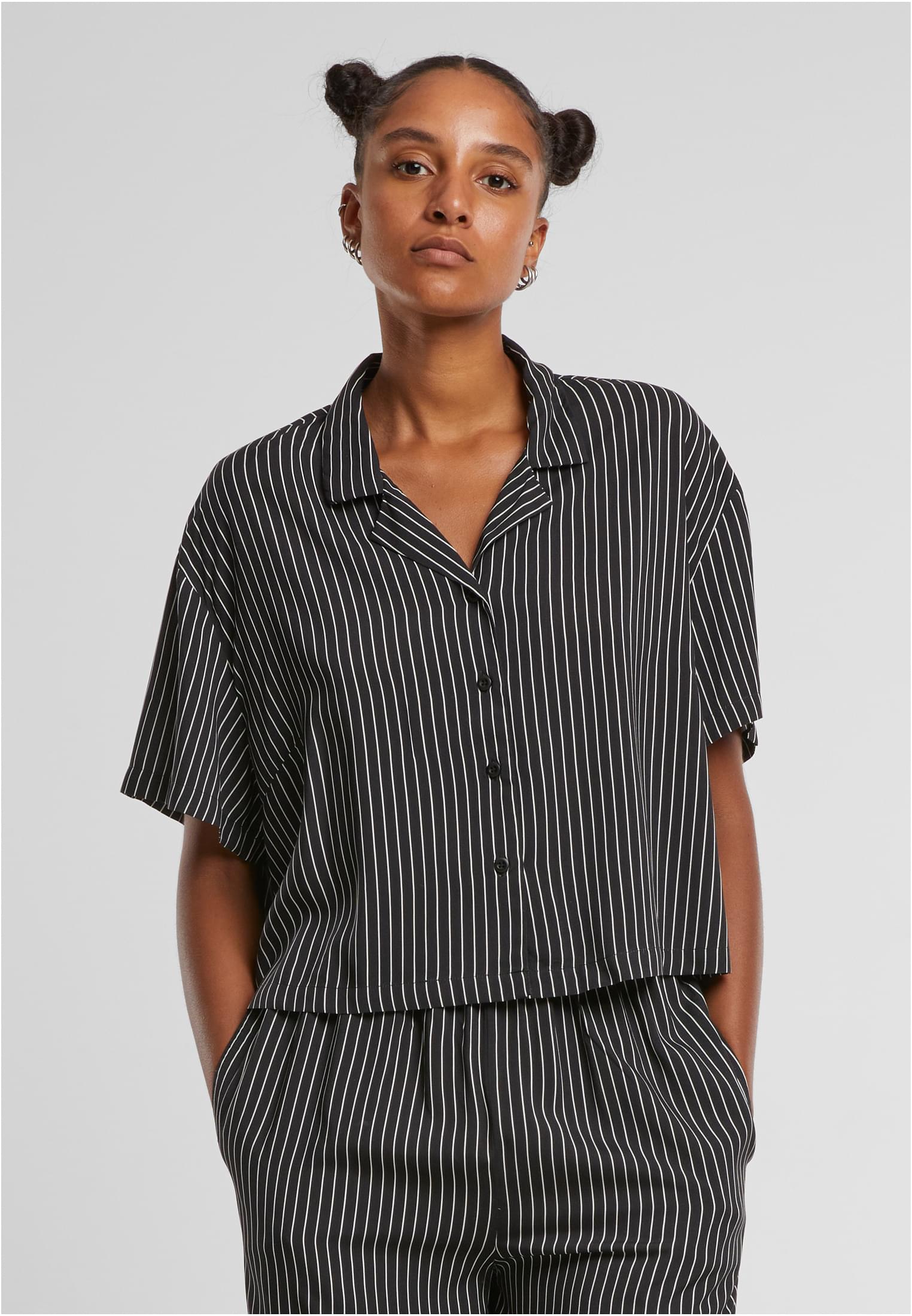 Ladies Viscose Resort Shirt | black/white