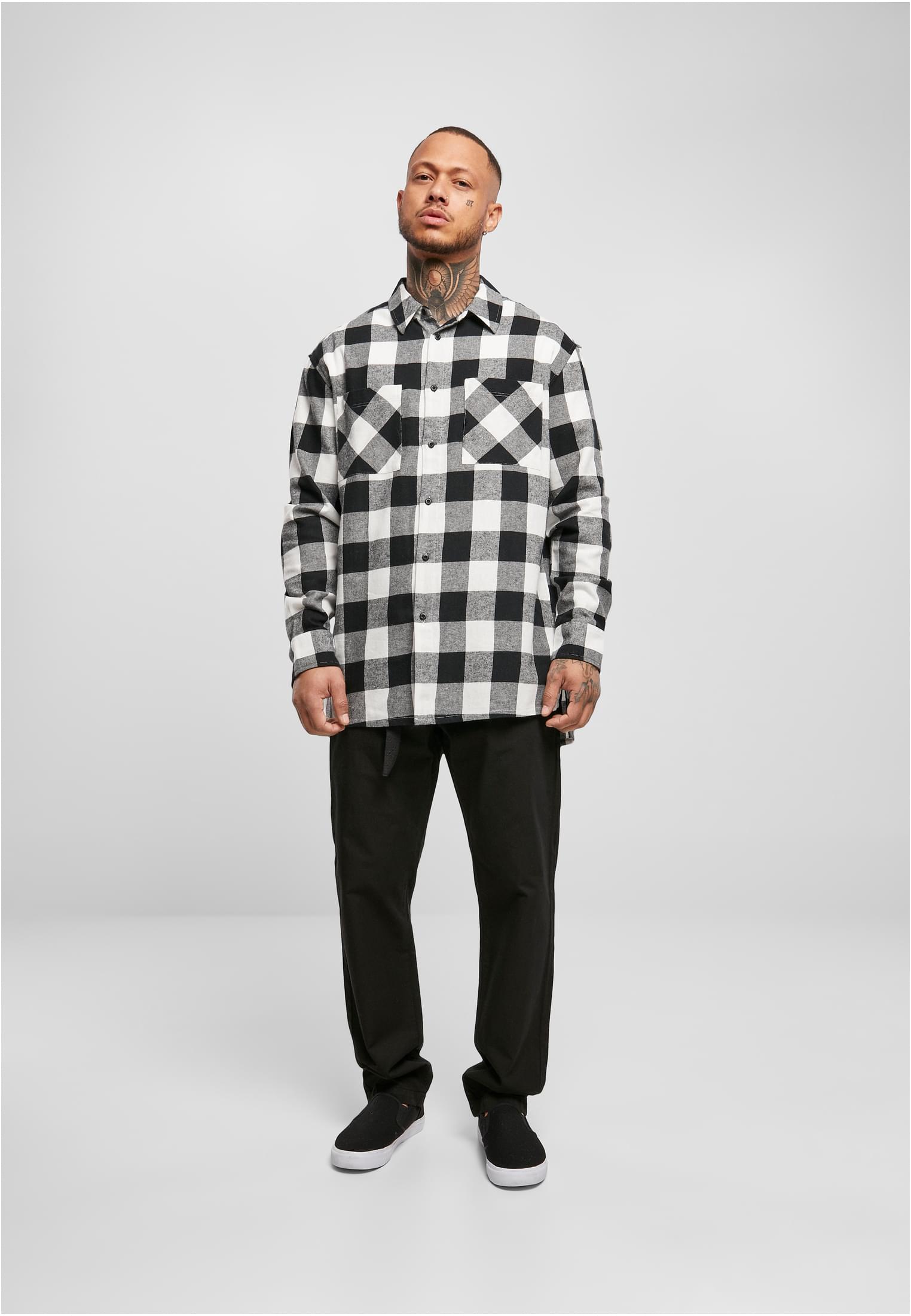 Long Oversized Checked Shirt | black/white