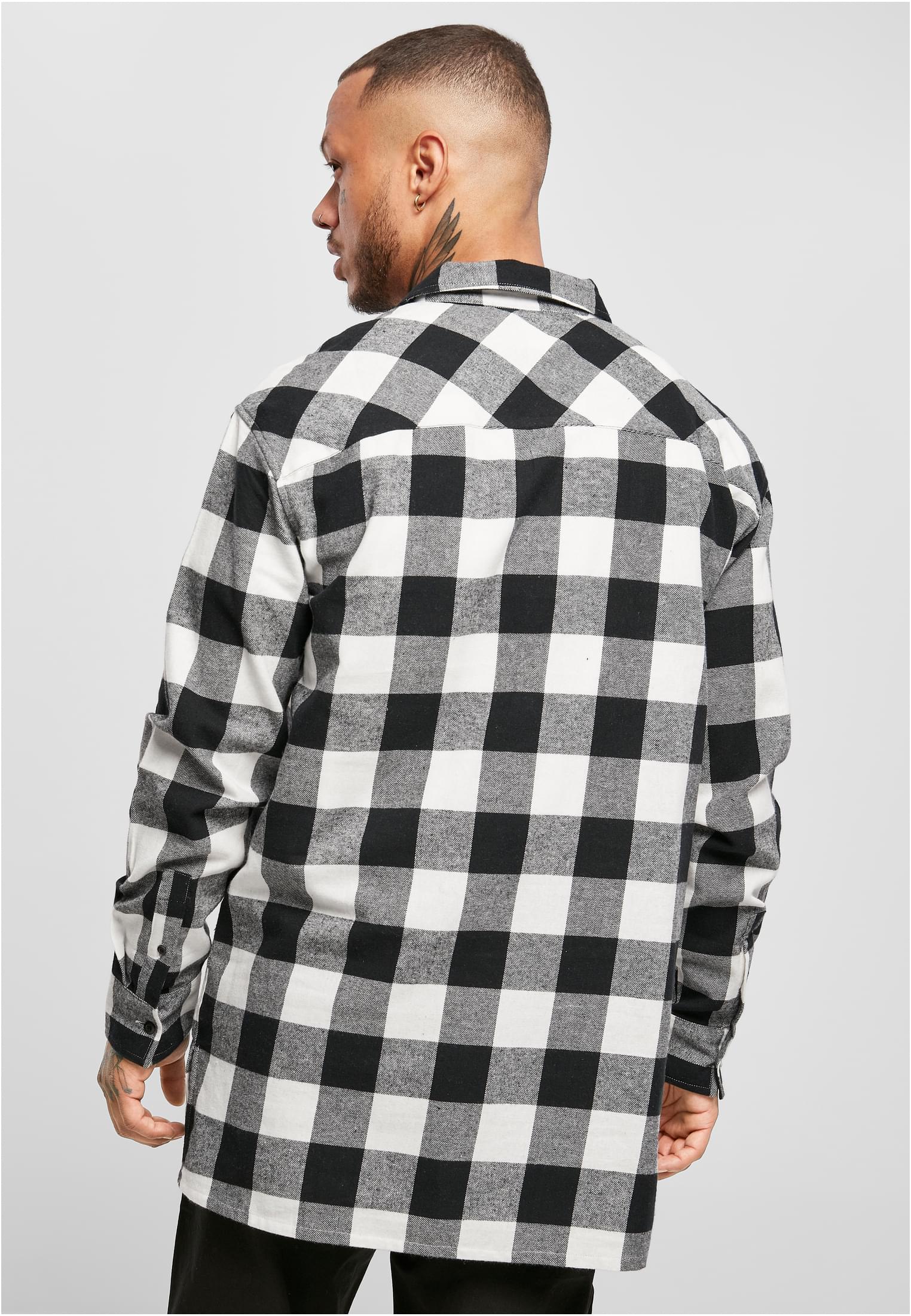 Long Oversized Checked Shirt | black/white