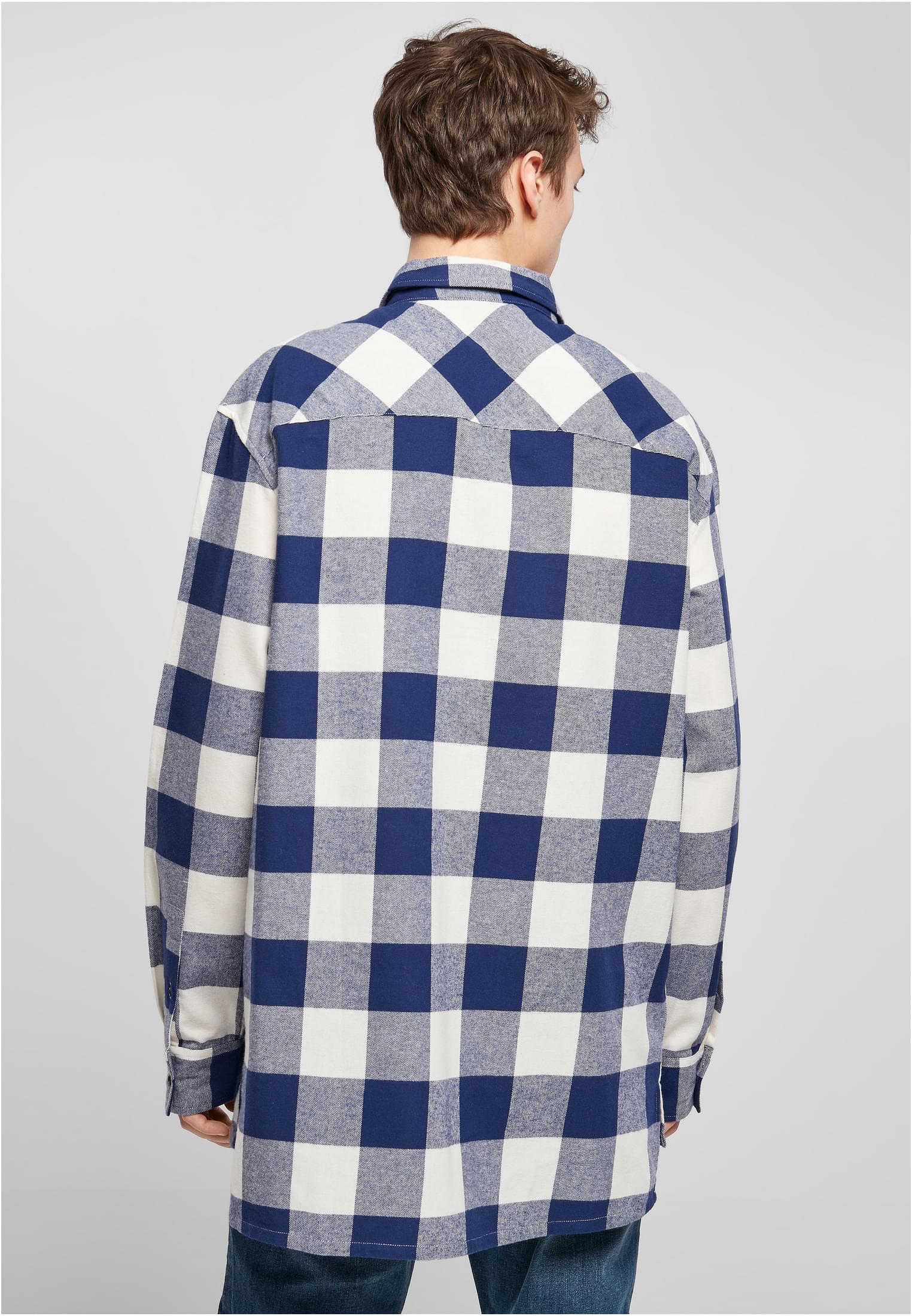 Long Oversized Checked Shirt | darkblue/cream