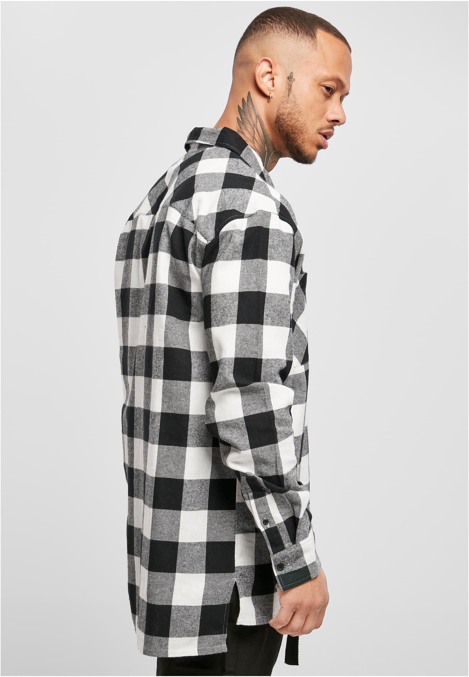 Long Oversized Checked Shirt | black/white
