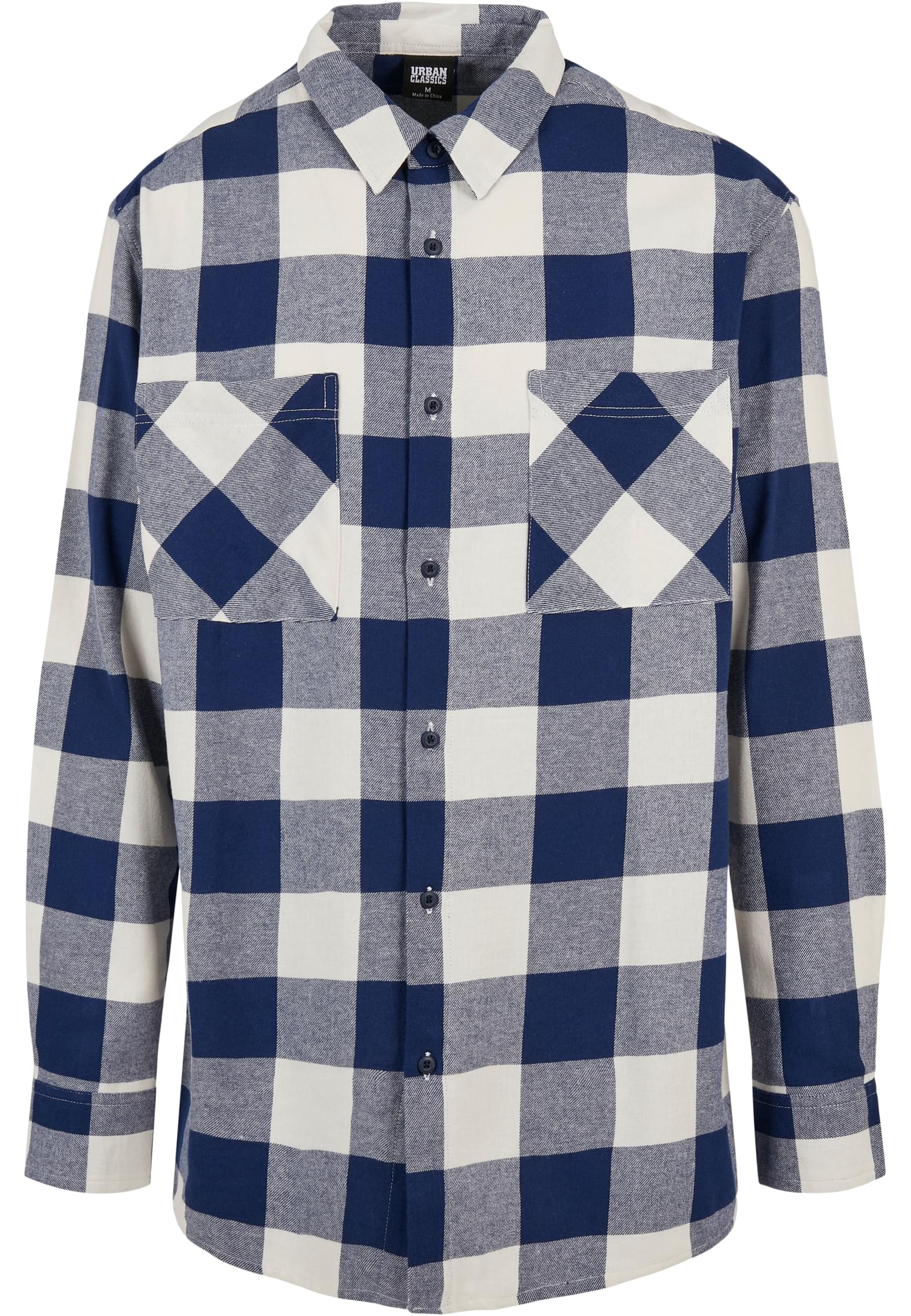 Long Oversized Checked Shirt | darkblue/cream