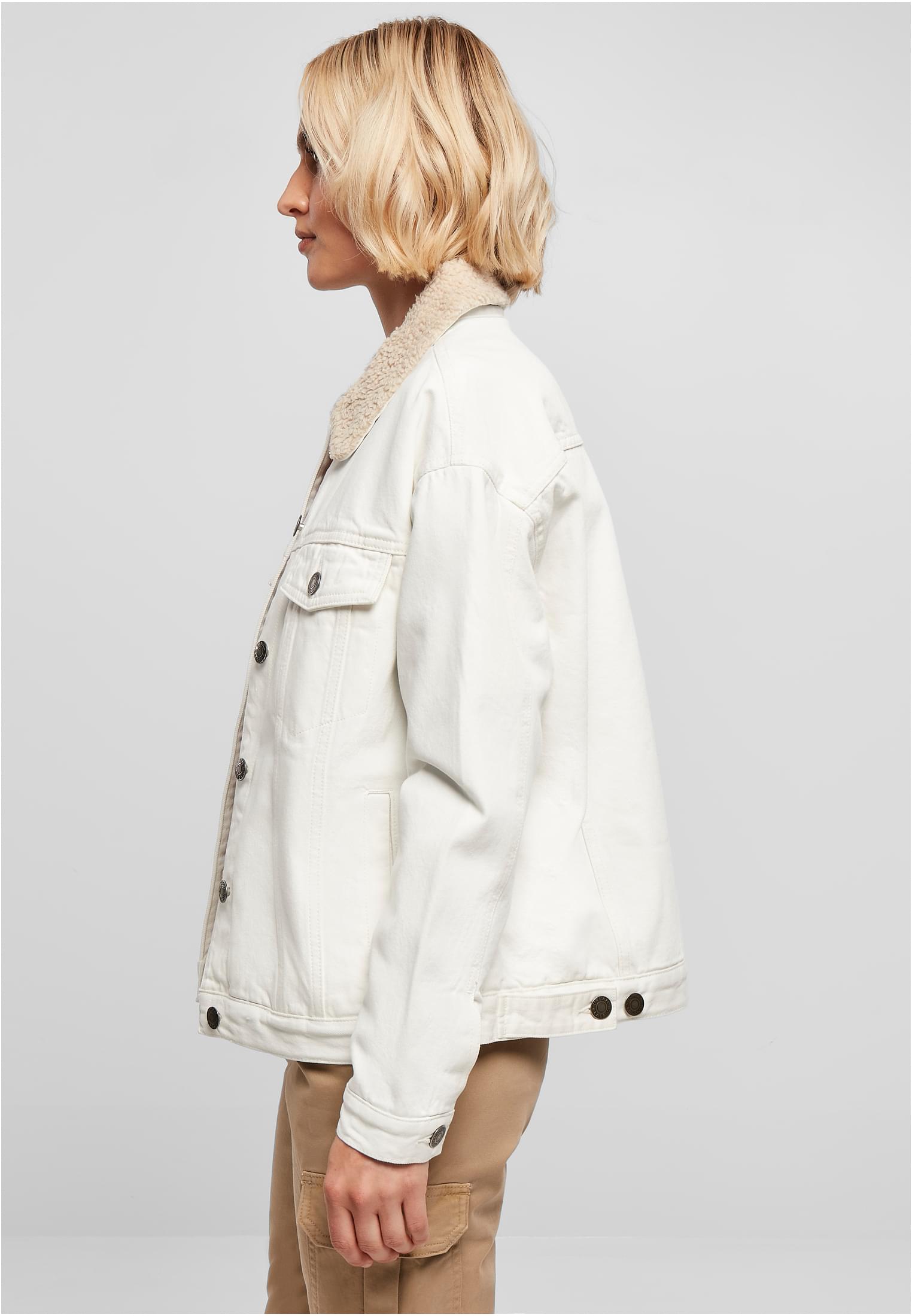 Ladies Oversized Sherpa Denim Jacket | offwhite raw