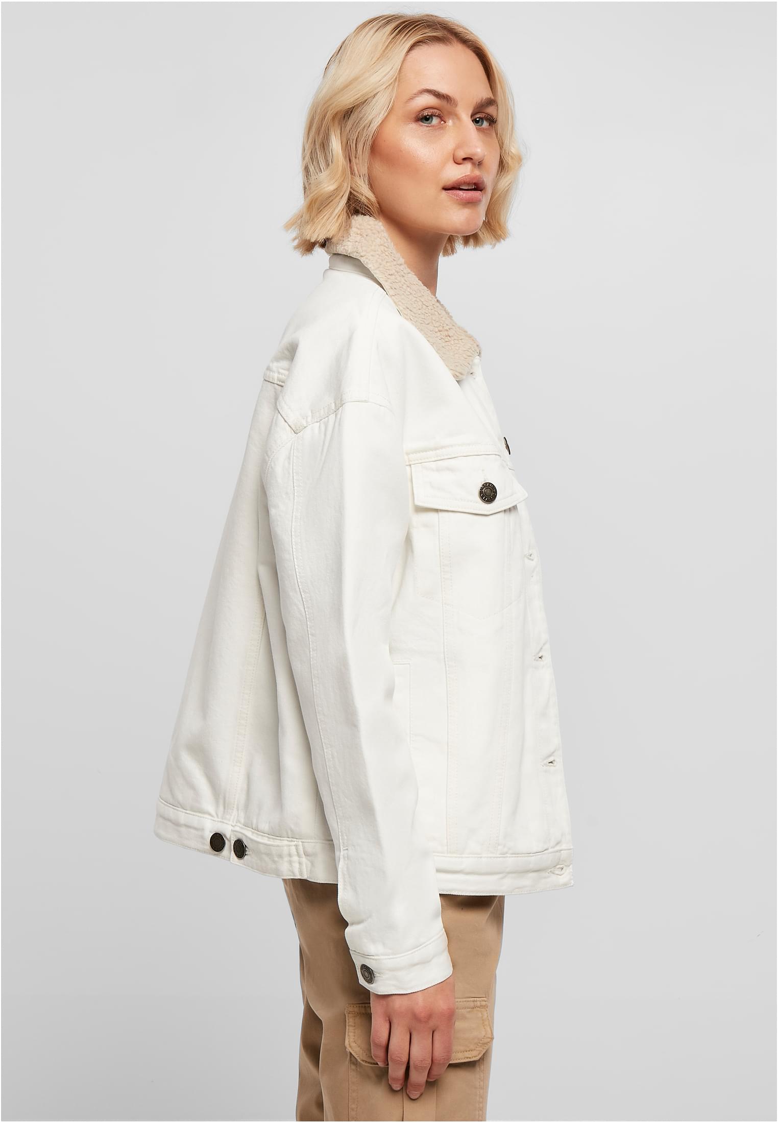 Ladies Oversized Sherpa Denim Jacket | offwhite raw