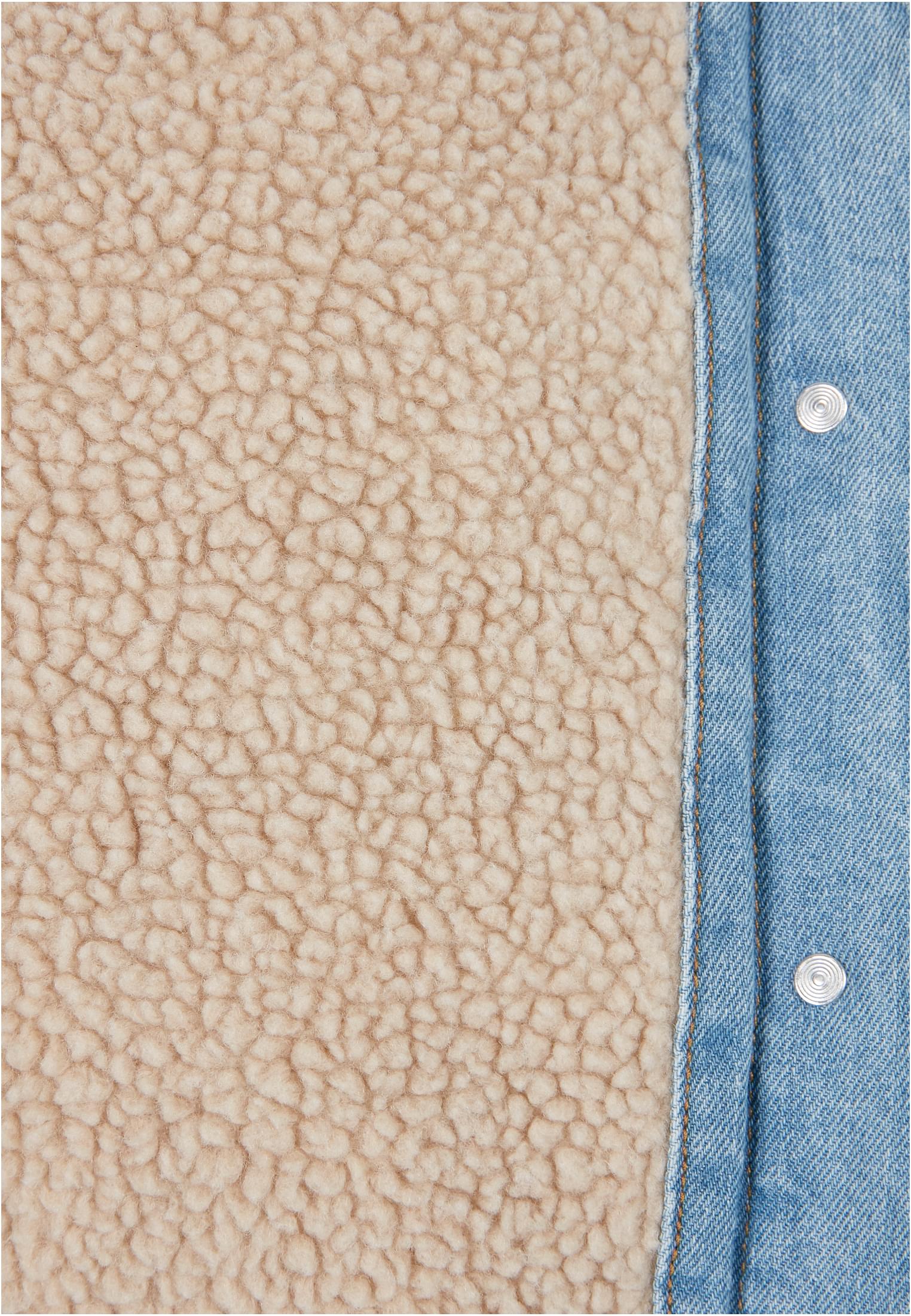 Ladies Oversized Sherpa Denim Jacket | clearblue bleached