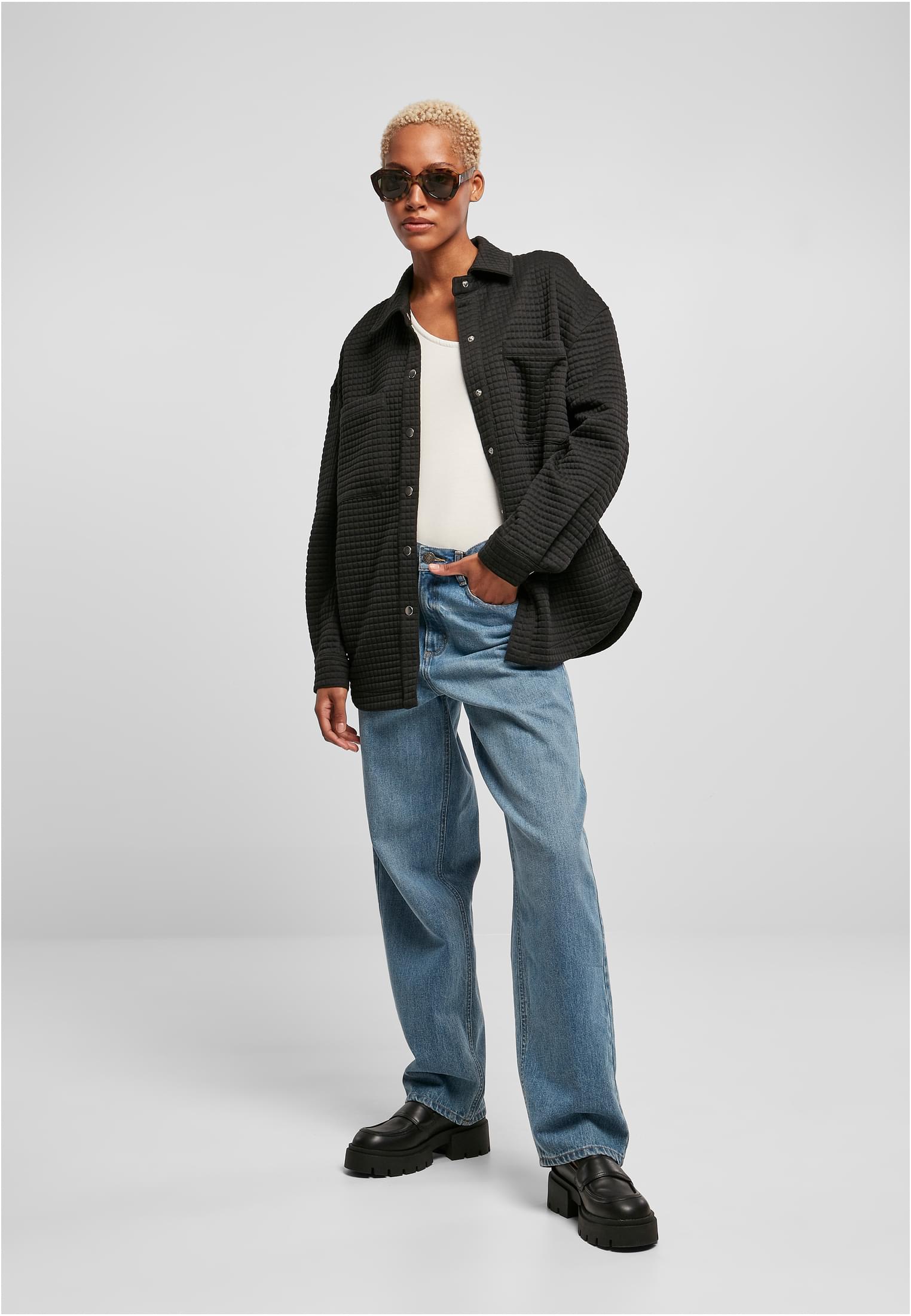 Ladies Quilted Sweat Overshirt | black