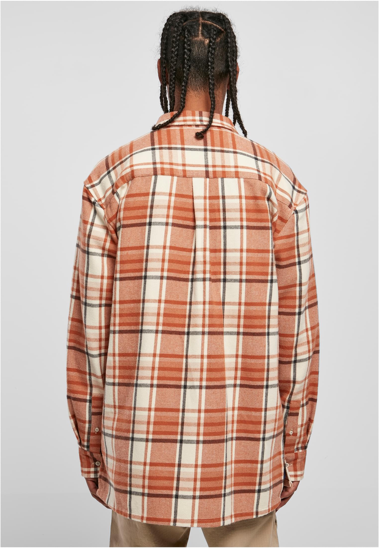 Long Oversized Checked Leaves Shirt | softseagrass/red