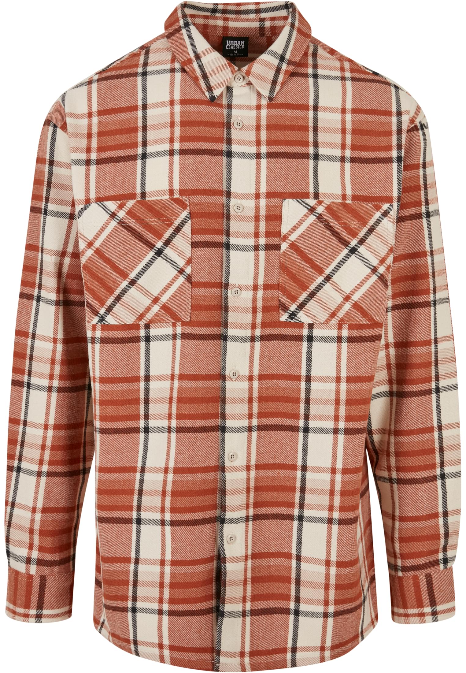 Long Oversized Checked Leaves Shirt | softseagrass/red