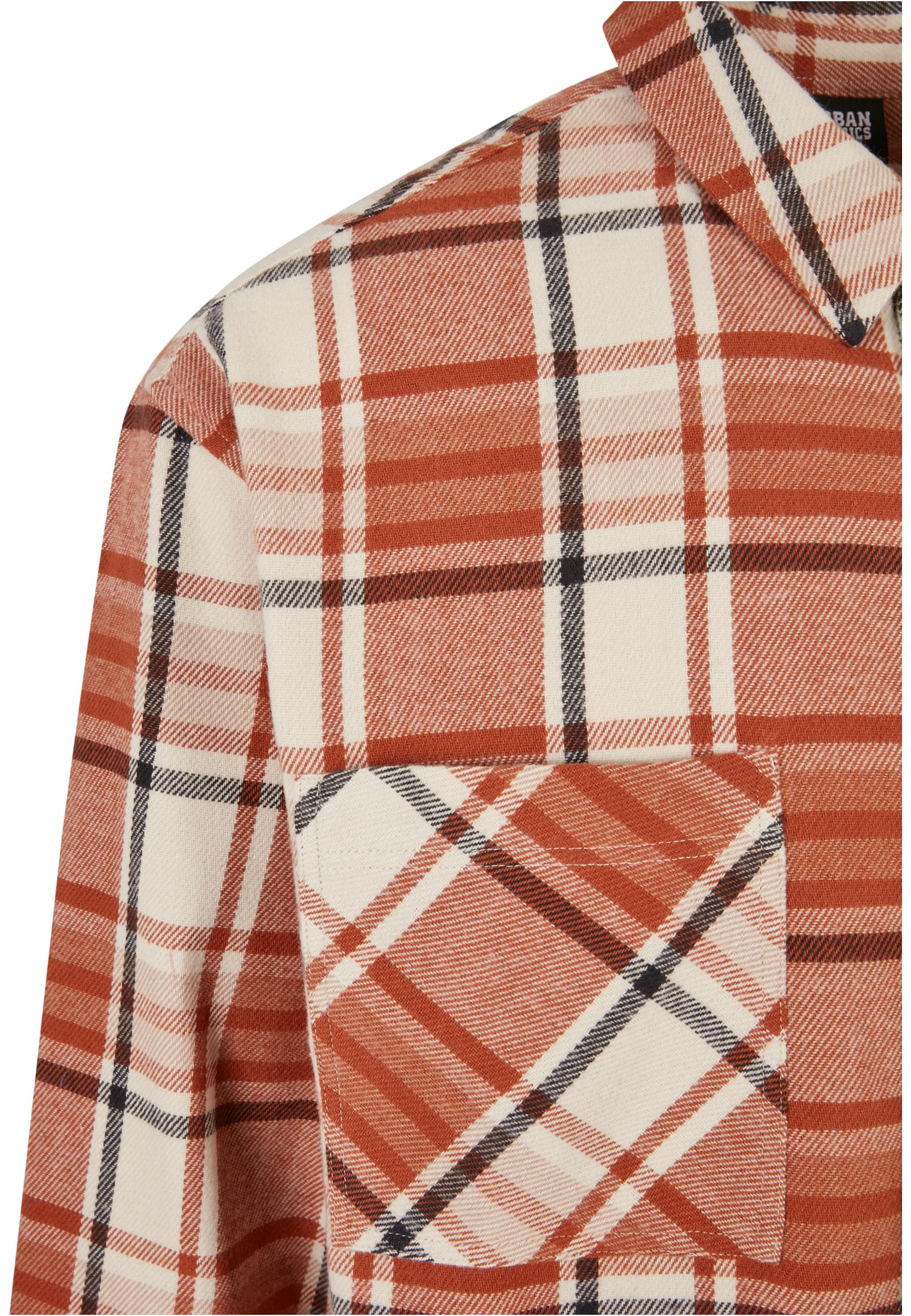 Long Oversized Checked Leaves Shirt | softseagrass/red