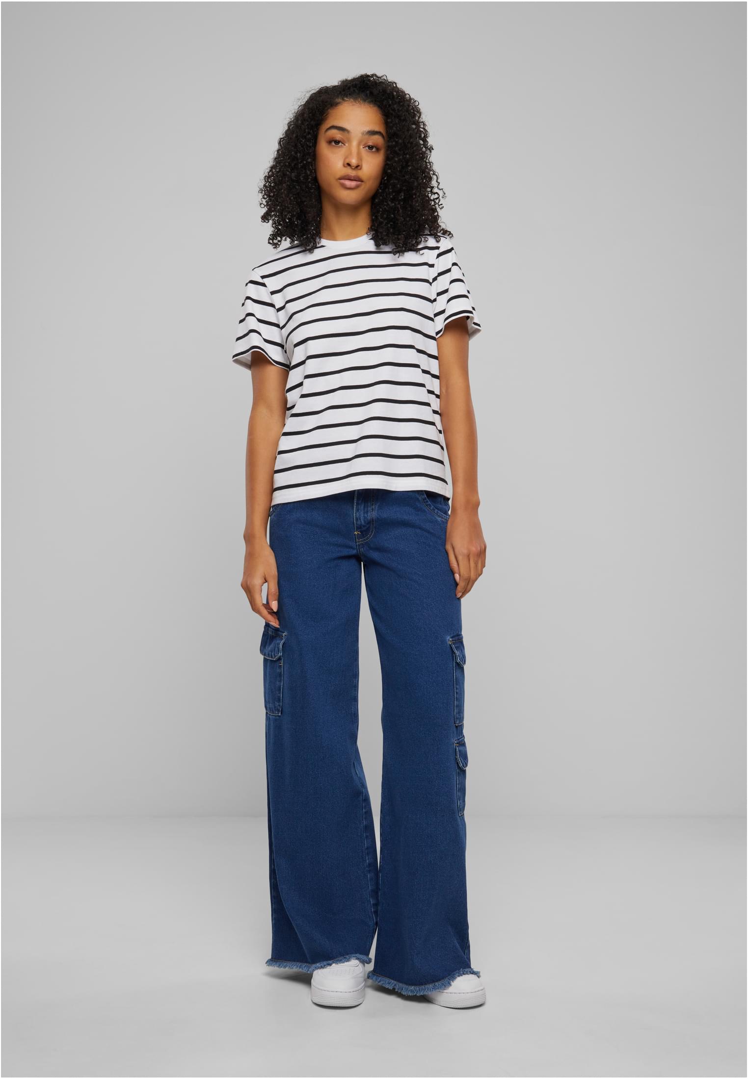 Ladies Striped Boxy Tee | black/white