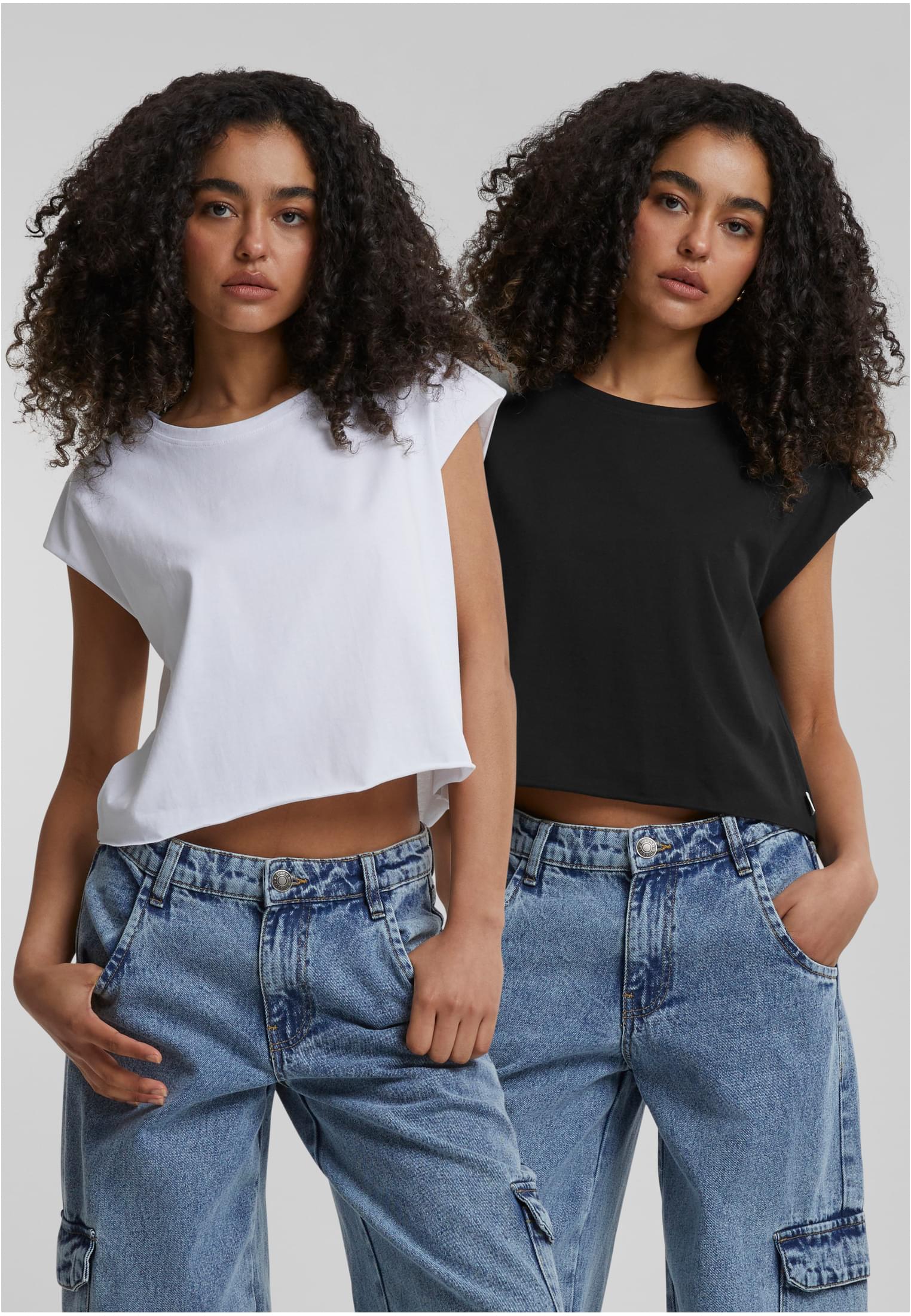 Ladies Organic Open Edge Tee 2-Pack | black+white