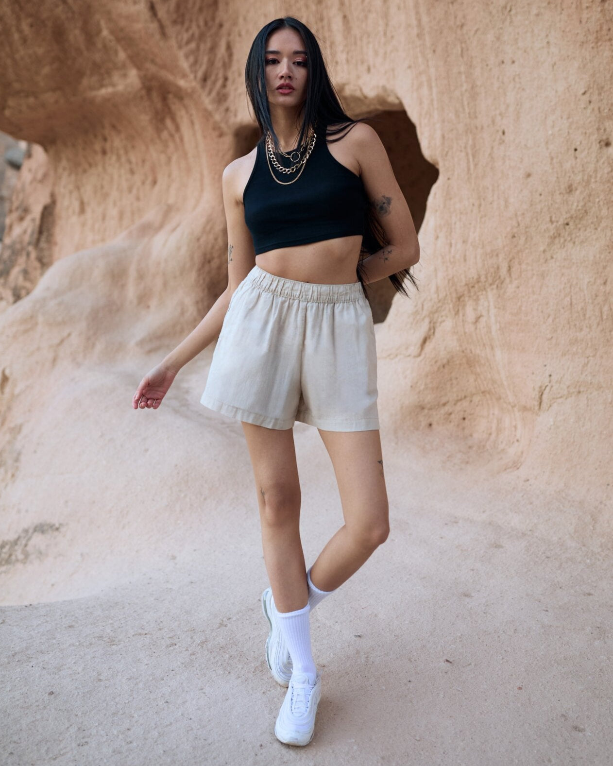 Ladies Linen Mixed Boxer Shorts