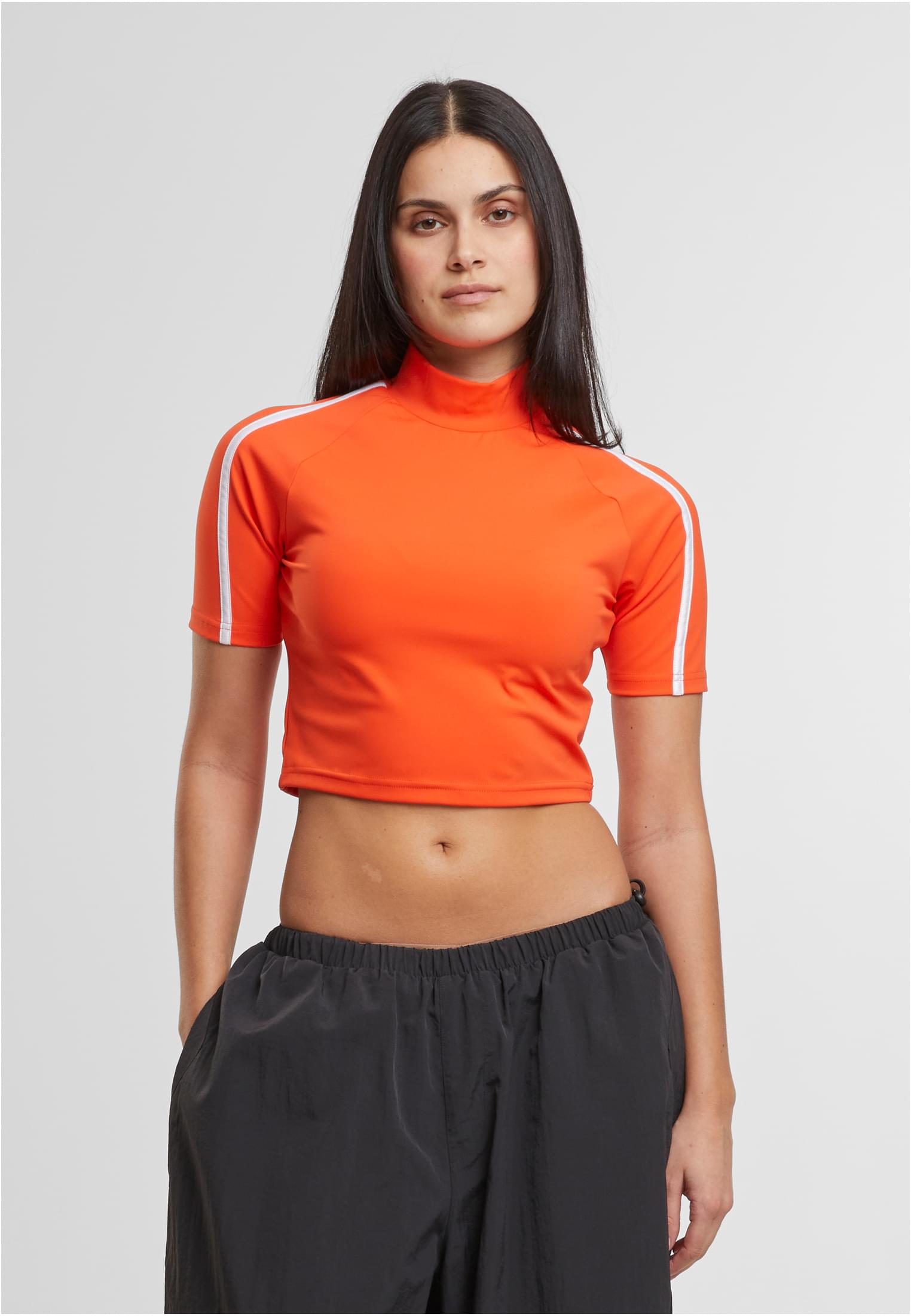 Ladies High Neck Short Tee | signalred