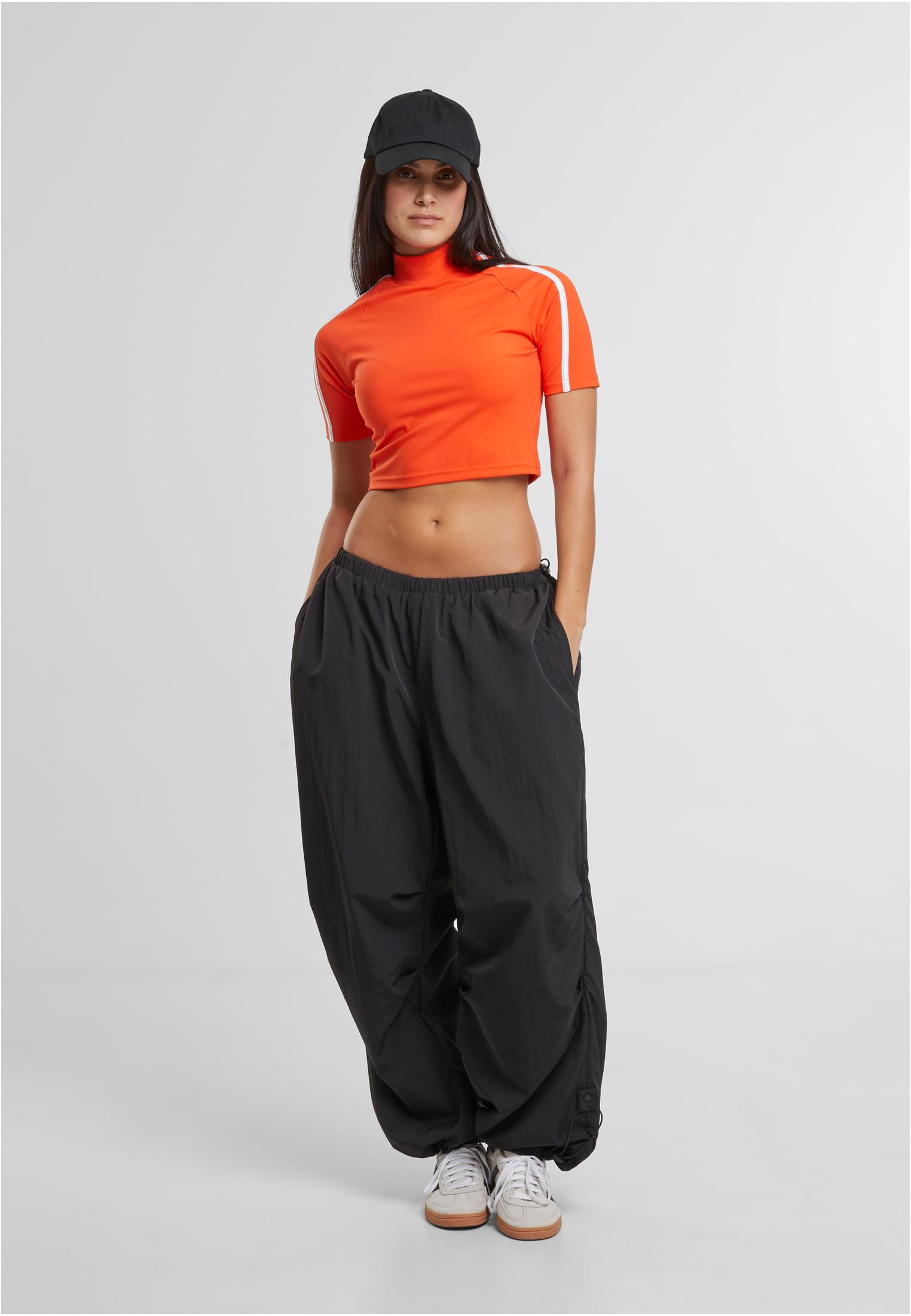 Ladies High Neck Short Tee | signalred