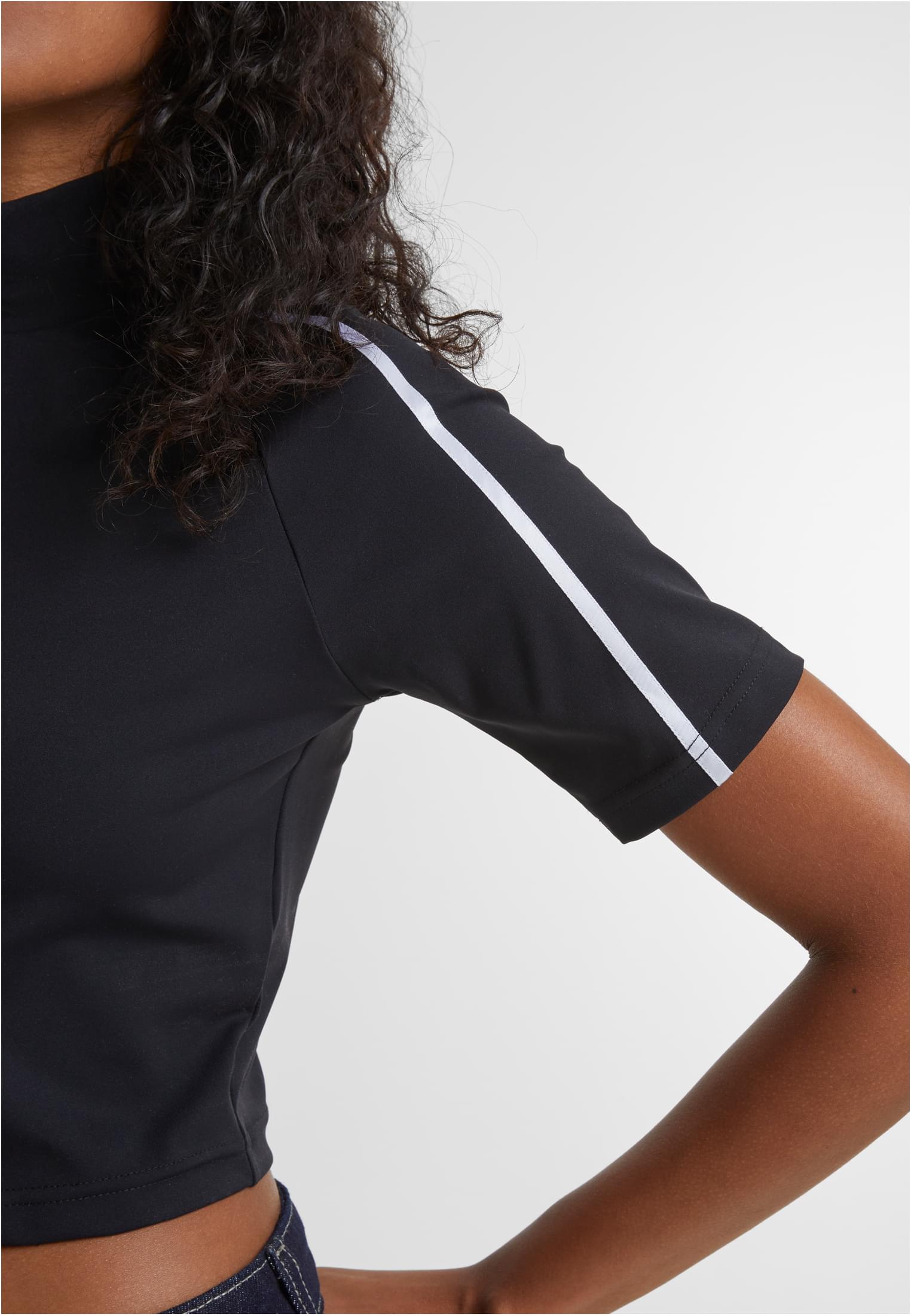 Ladies High Neck Short Tee | black