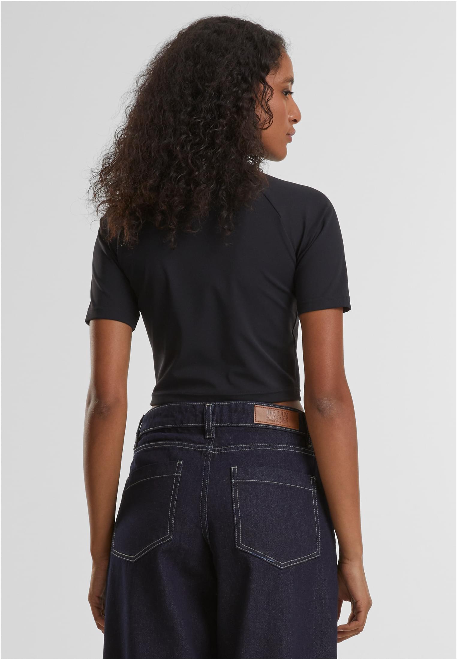 Ladies High Neck Short Tee | black