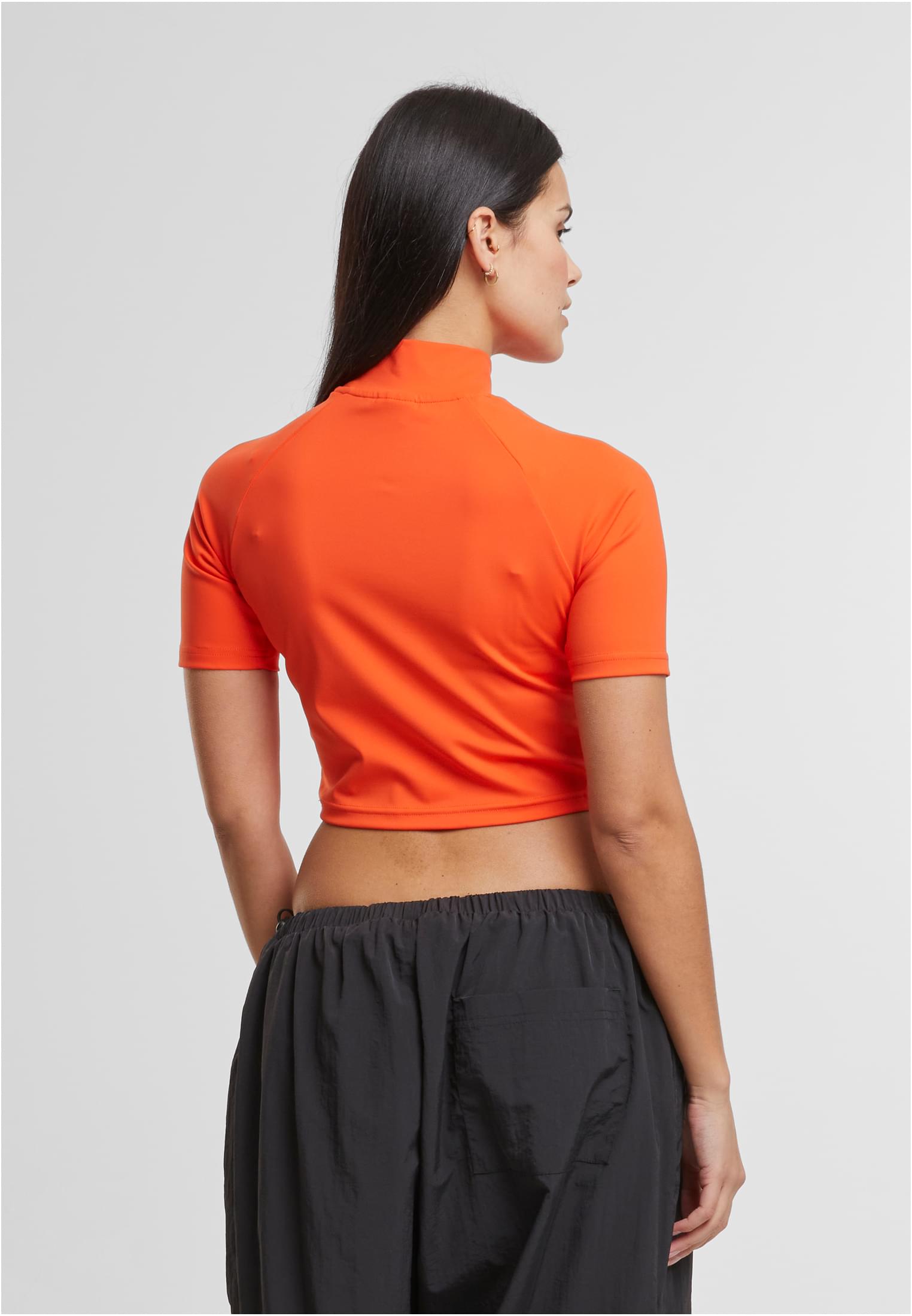 Ladies High Neck Short Tee | signalred