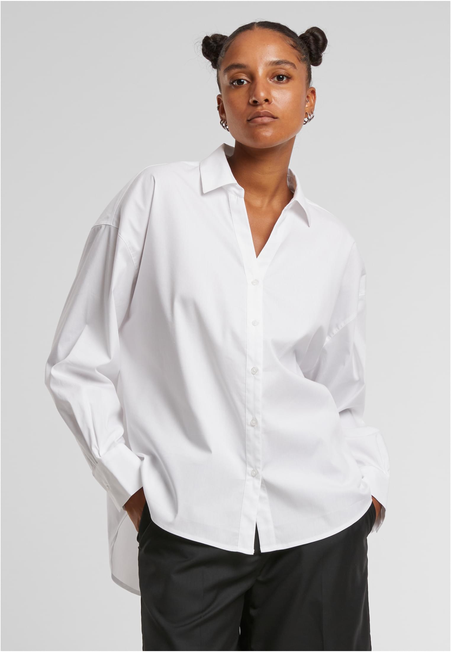 Ladies Oversized Cotton Blouse | white