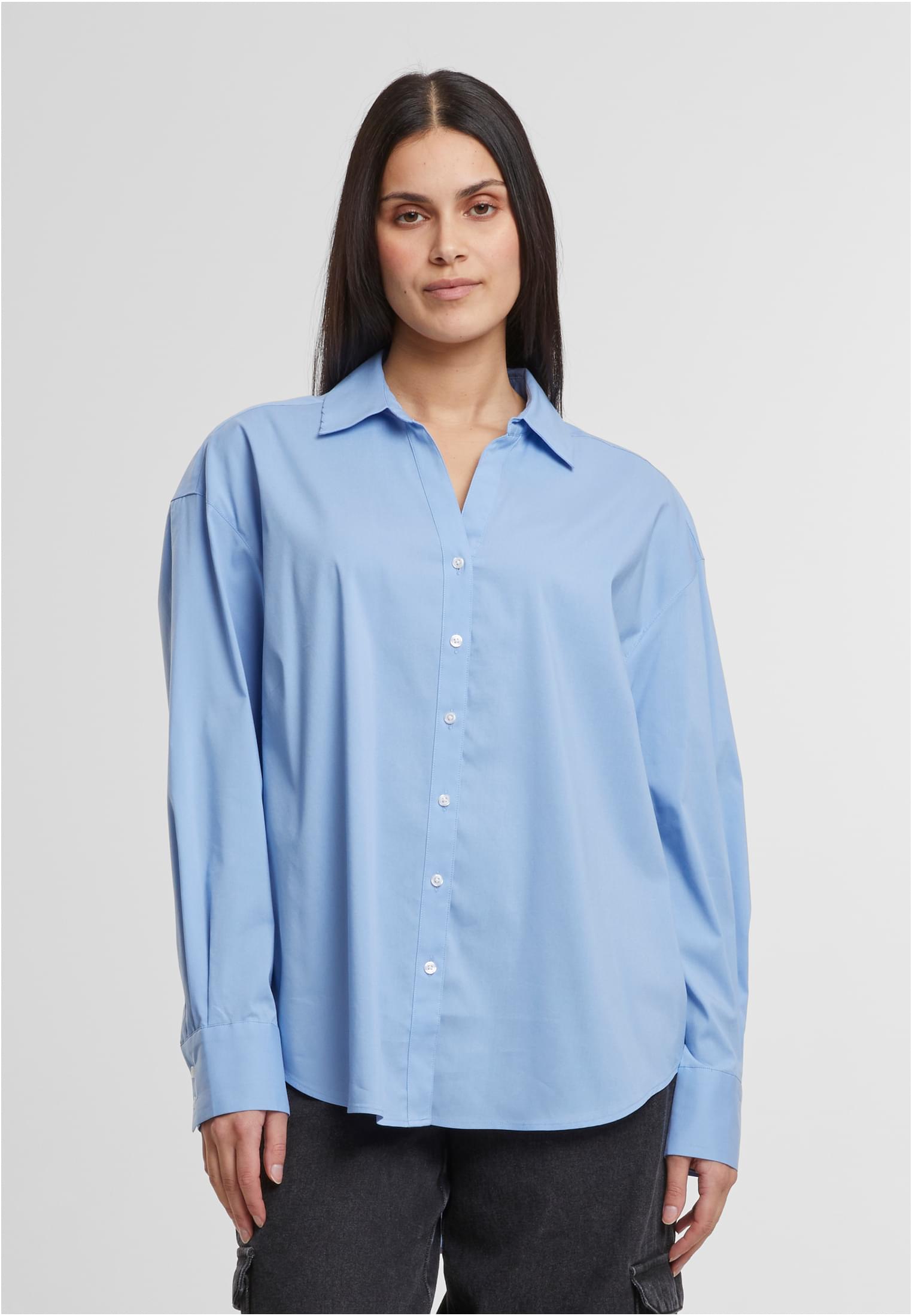 Ladies Oversized Cotton Blouse | powderblue