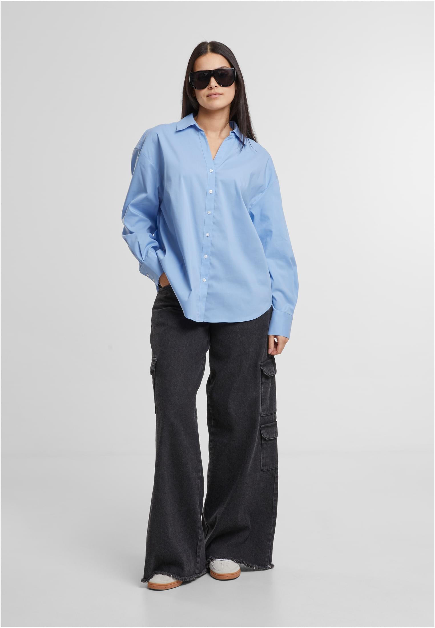 Ladies Oversized Cotton Blouse | powderblue