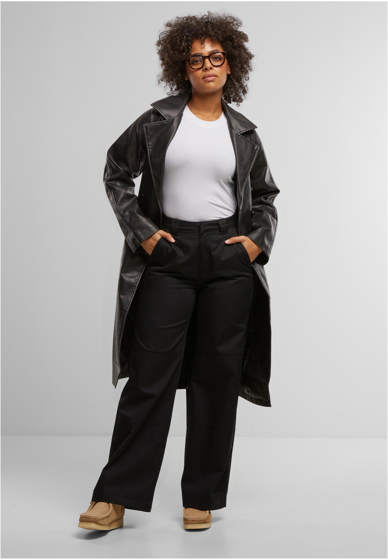 Ladies Vintage Leather Trenchcoat | black