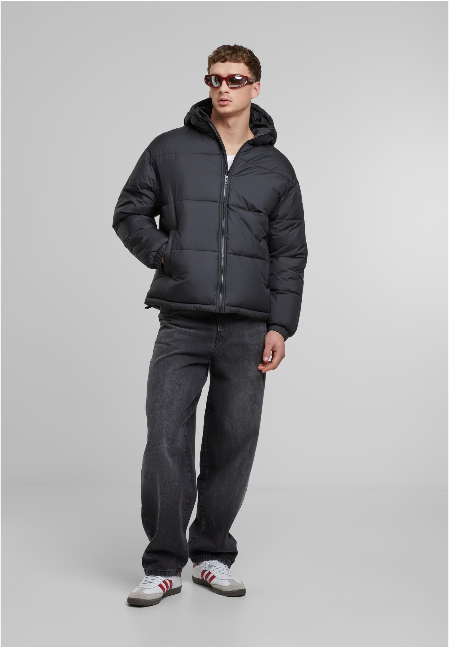 Basic Puffer Jacket With Hood | black