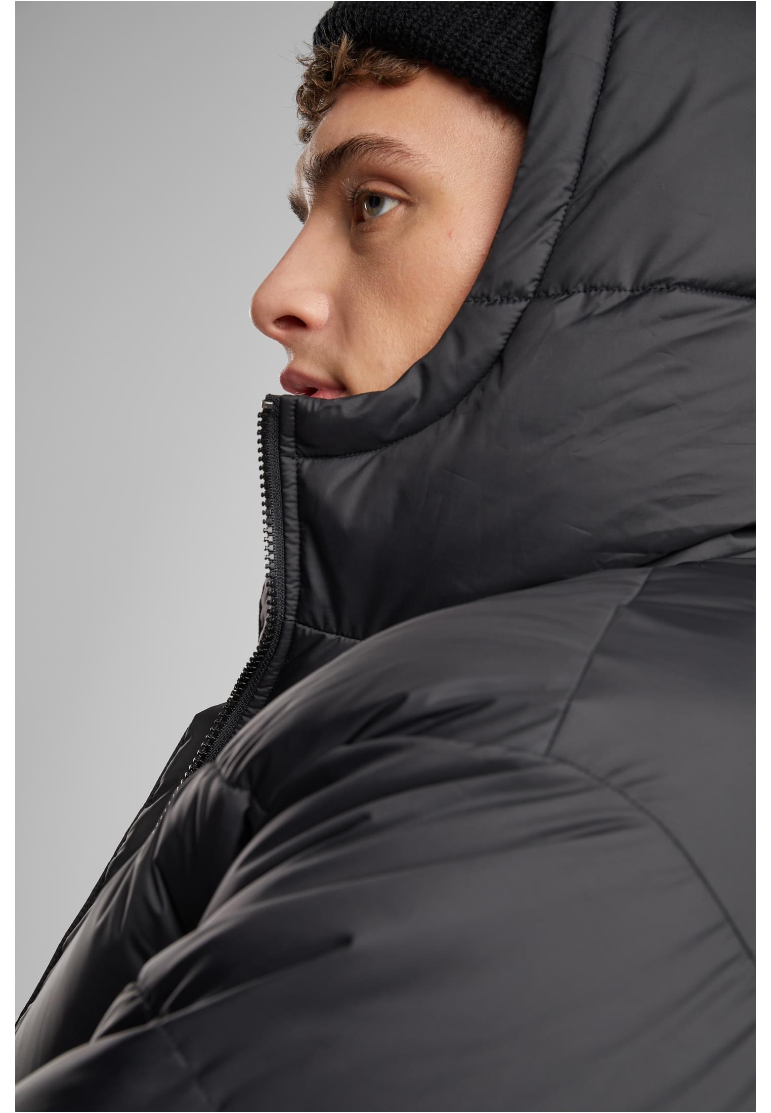 Basic Puffer Jacket With Hood | black