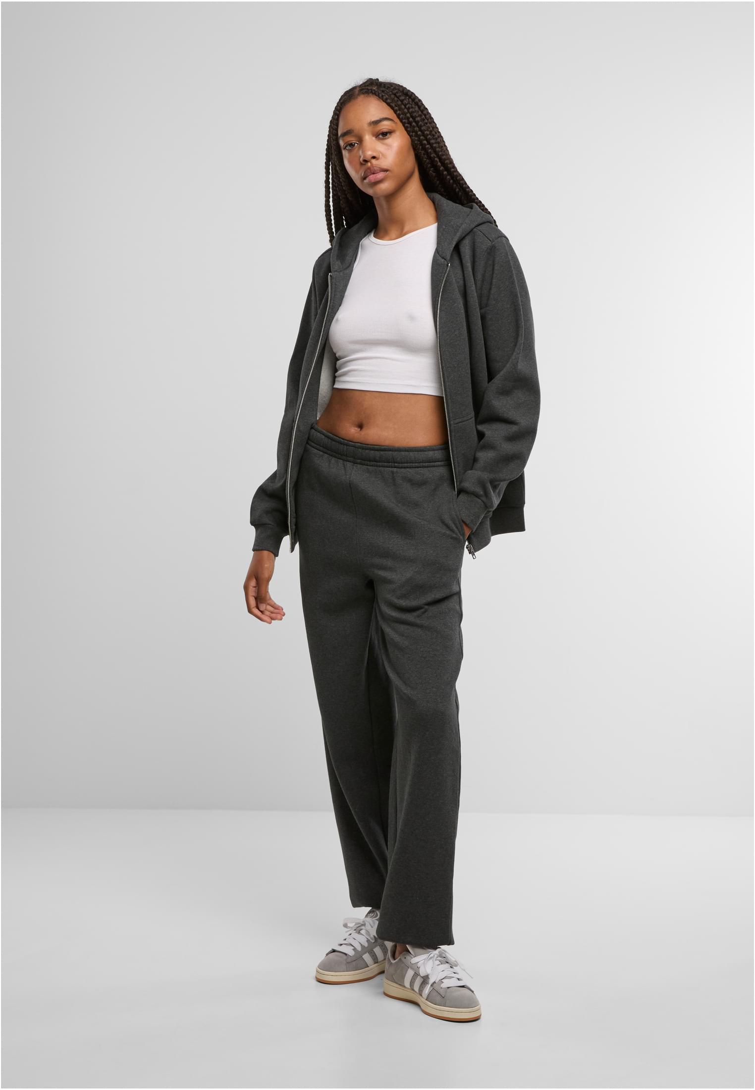 Ladies Fluffy Zip Hoody | charcoal