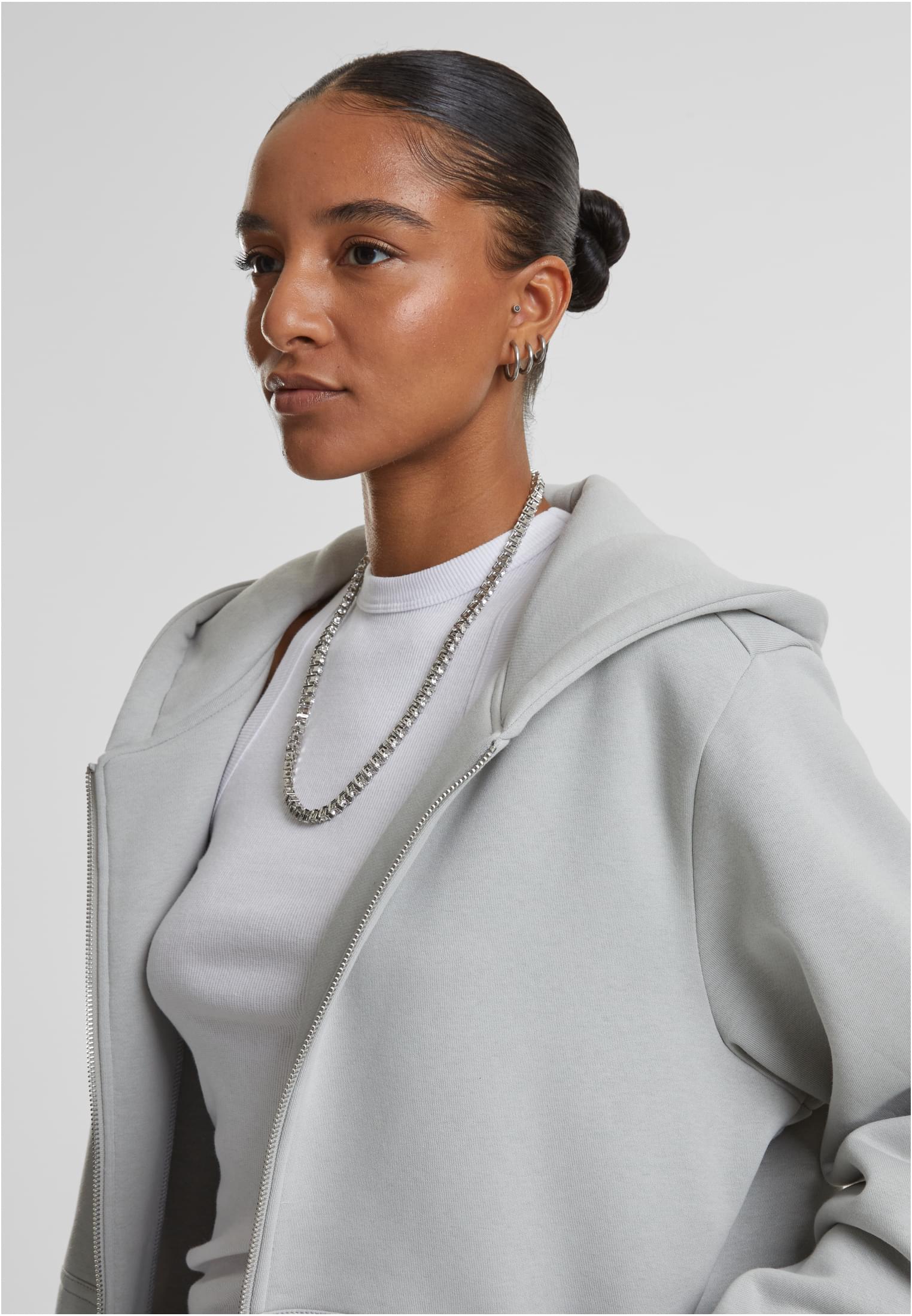 Ladies Fluffy Zip Hoody | lightasphalt
