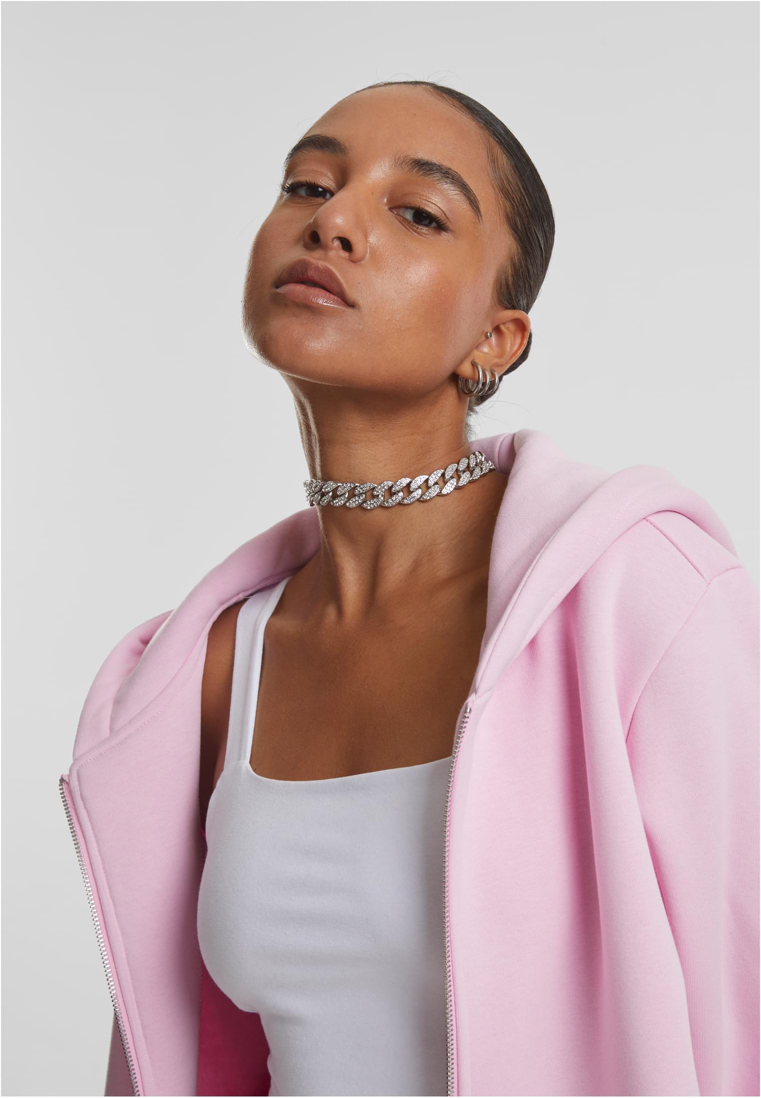 Ladies Fluffy Zip Hoody | softpink