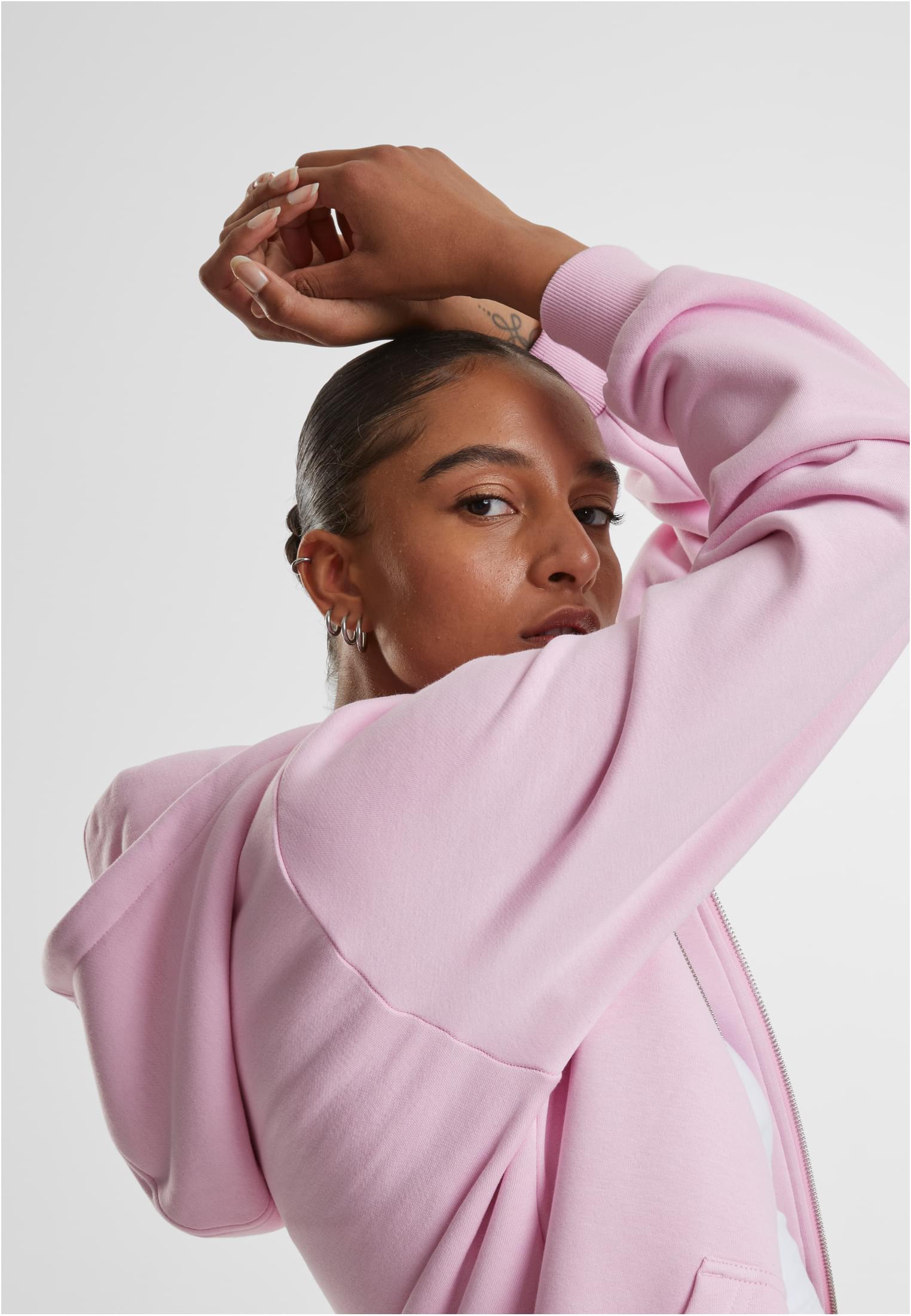 Ladies Fluffy Zip Hoody | softpink