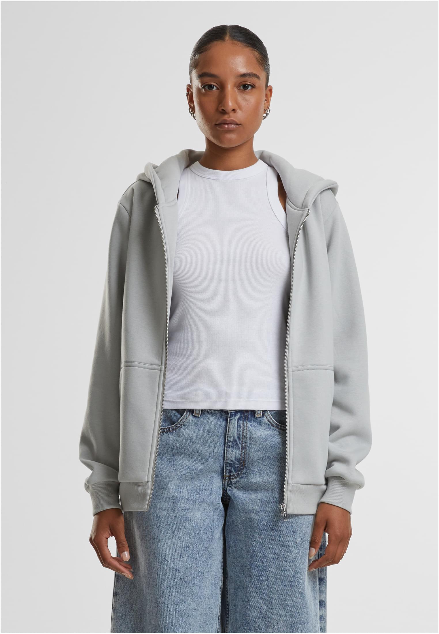 Ladies Fluffy Zip Hoody | lightasphalt