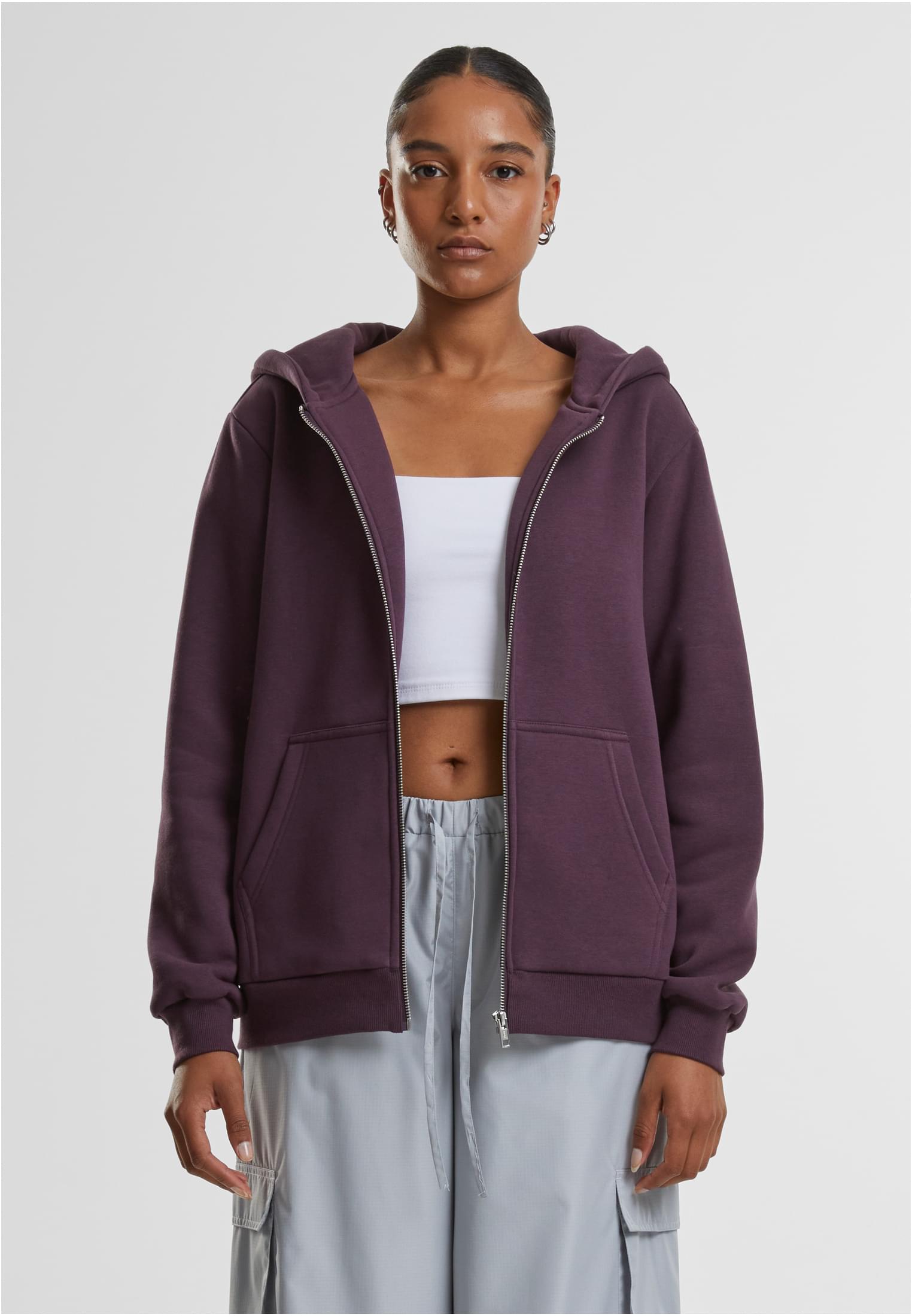 Ladies Fluffy Zip Hoody | plumpurple