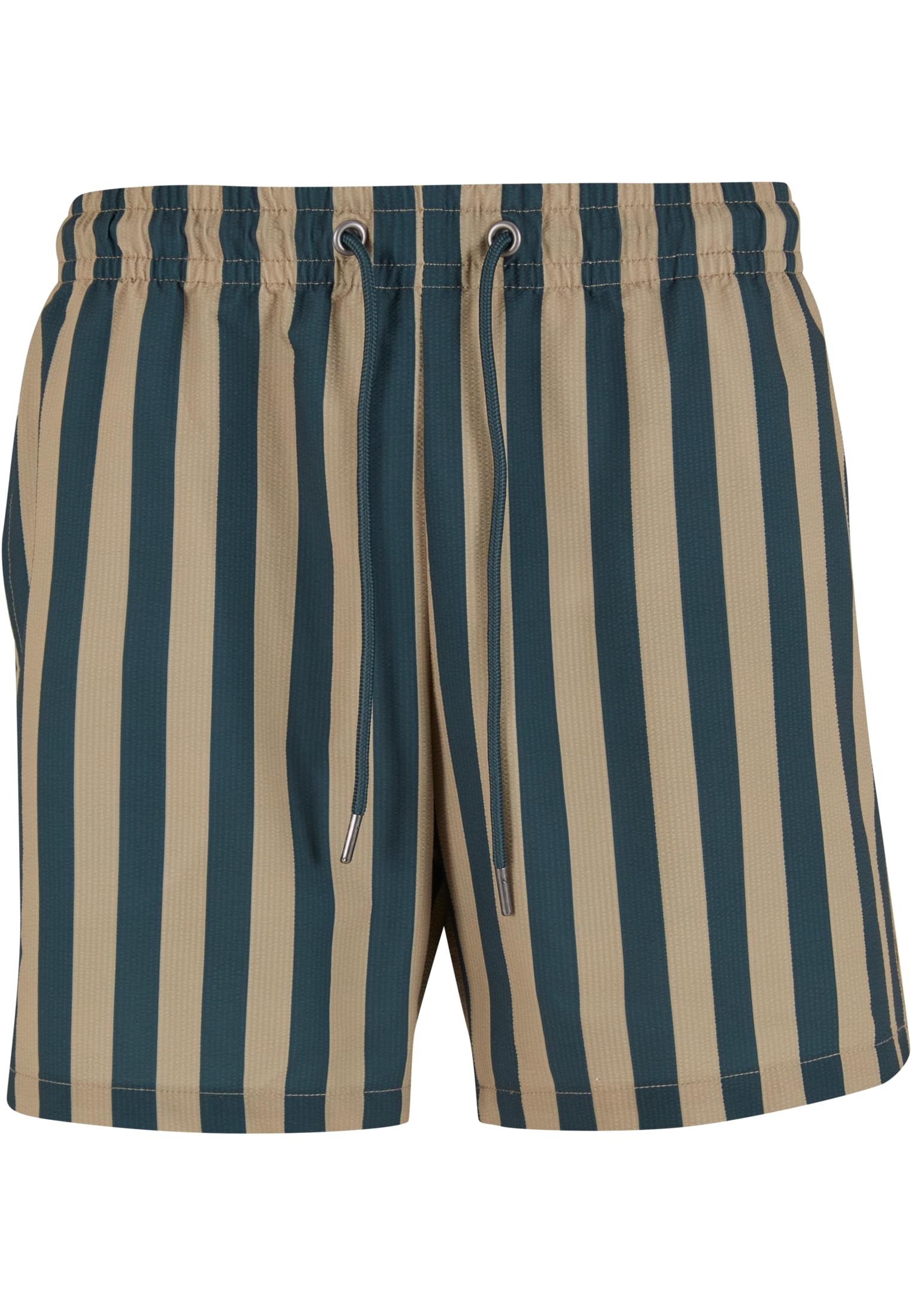 Striped Seersucker Swim Shorts | bottlegreen/unionbeige