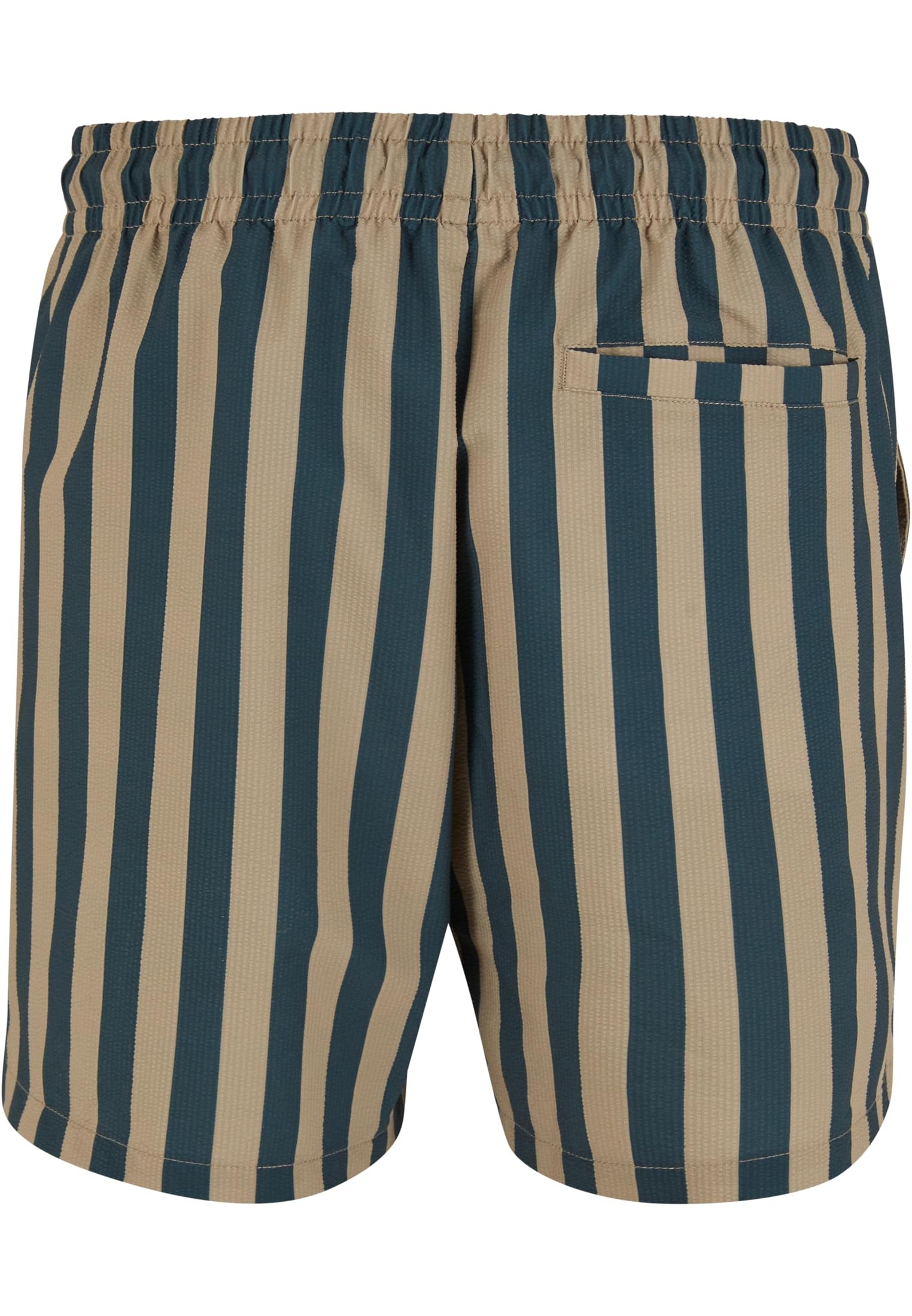 Striped Seersucker Swim Shorts | bottlegreen/unionbeige