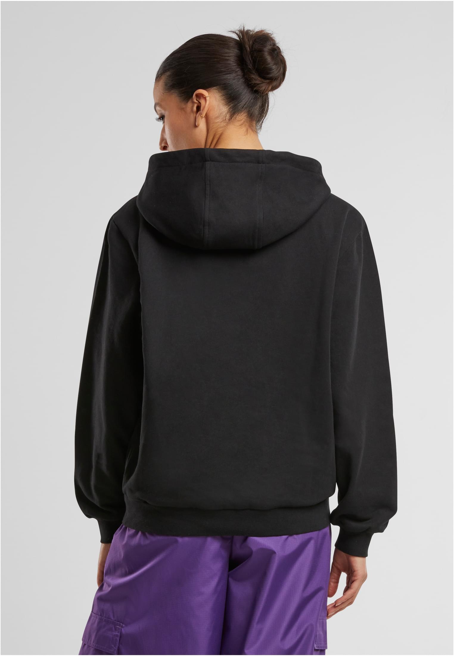 Ladies Loose Light Brushed Fleece Hoody | black