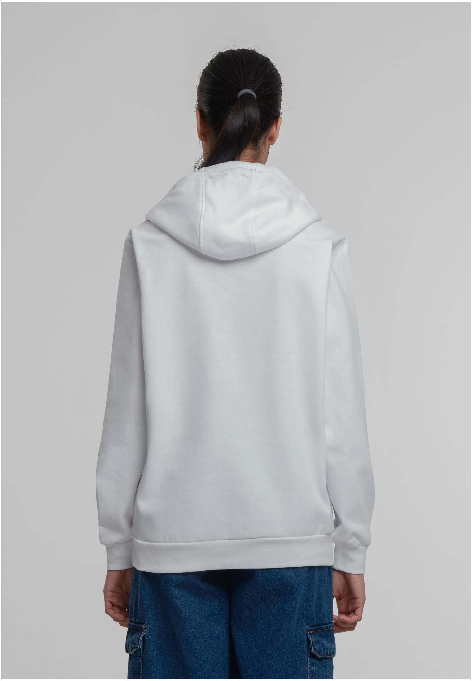 Ladies Loose Light Brushed Fleece Hoody | white