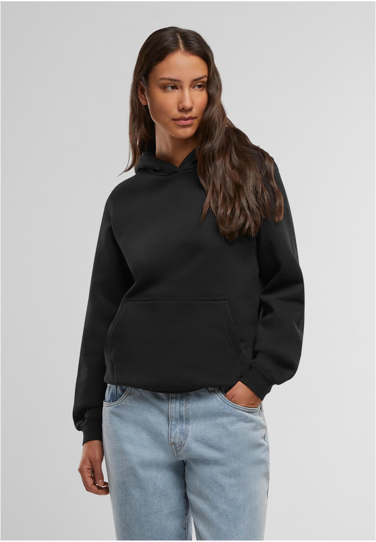 Ladies Loose Brushed Fleece Hoody | black