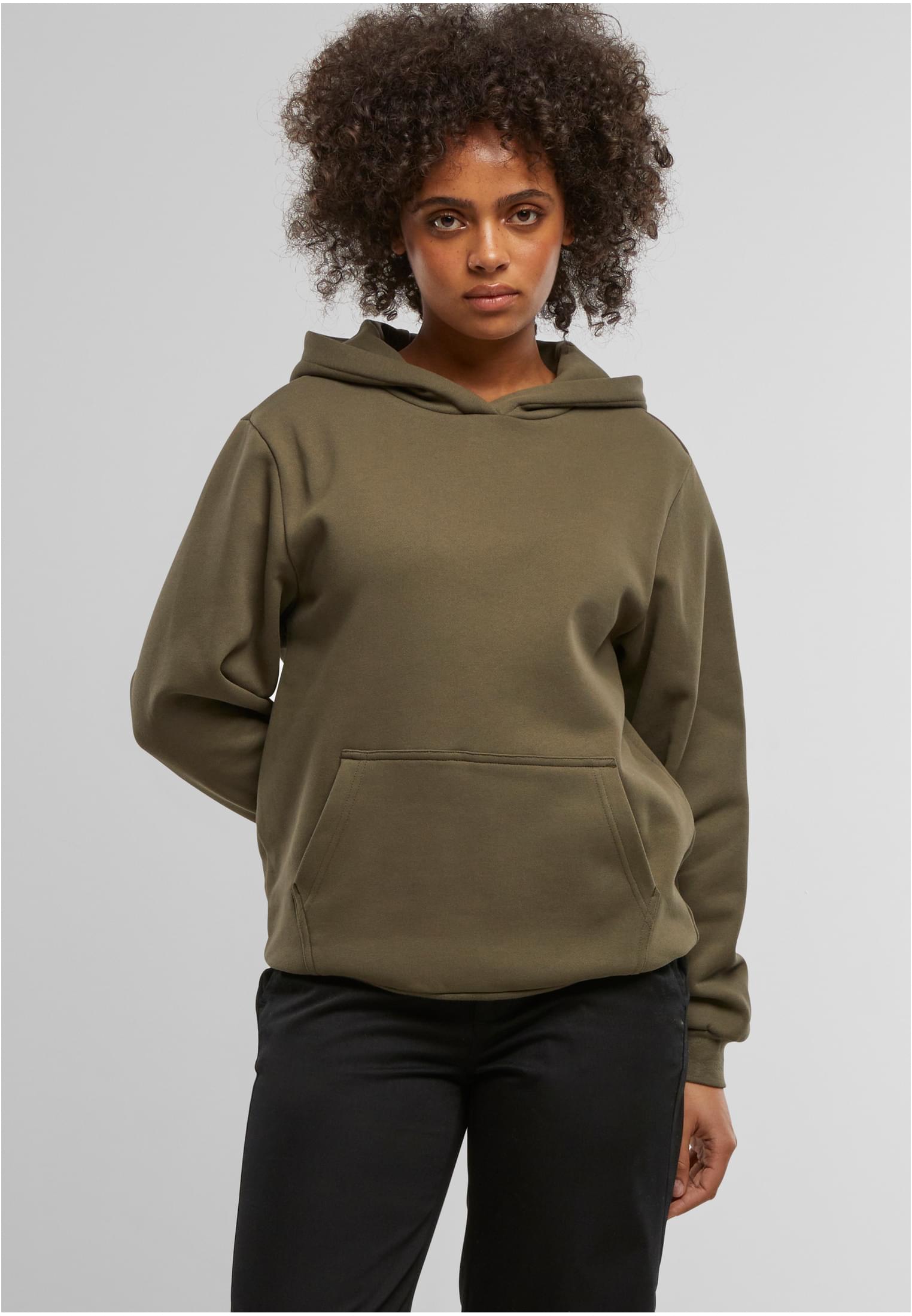 Ladies Loose Brushed Fleece Hoody | olive