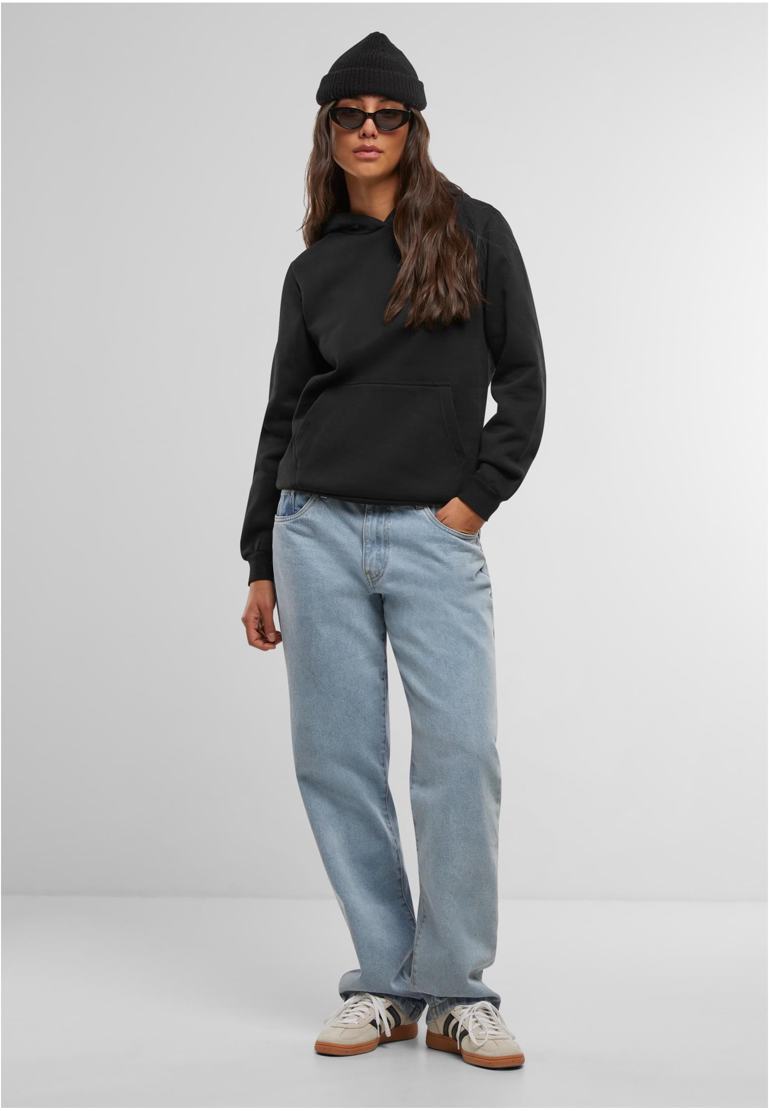 Ladies Loose Brushed Fleece Hoody | black