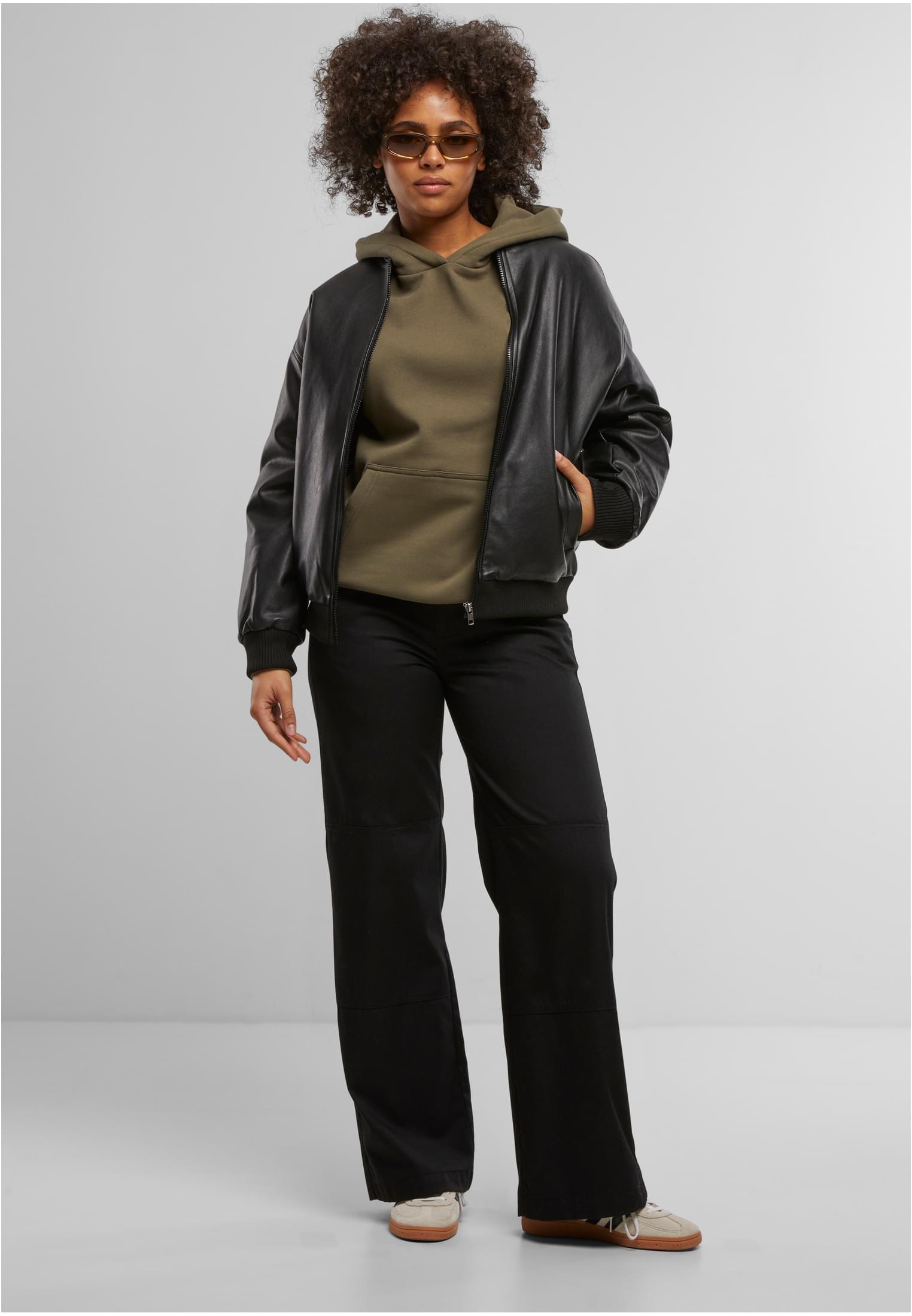 Ladies Loose Brushed Fleece Hoody | olive