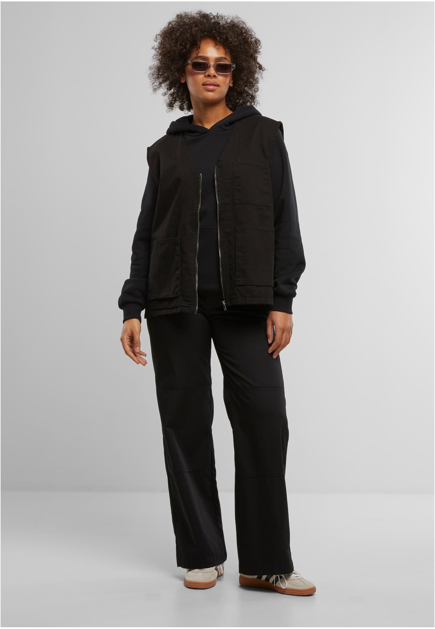 Ladies Organic Loose Brushed Fleece Hoody | black