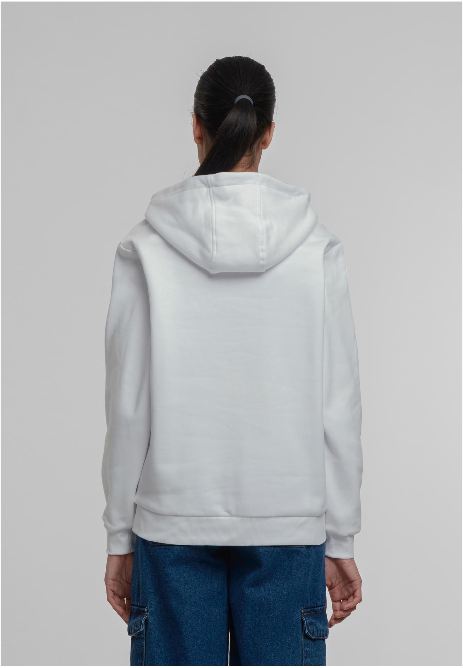 Ladies Organic Loose Brushed Fleece Hoody | white
