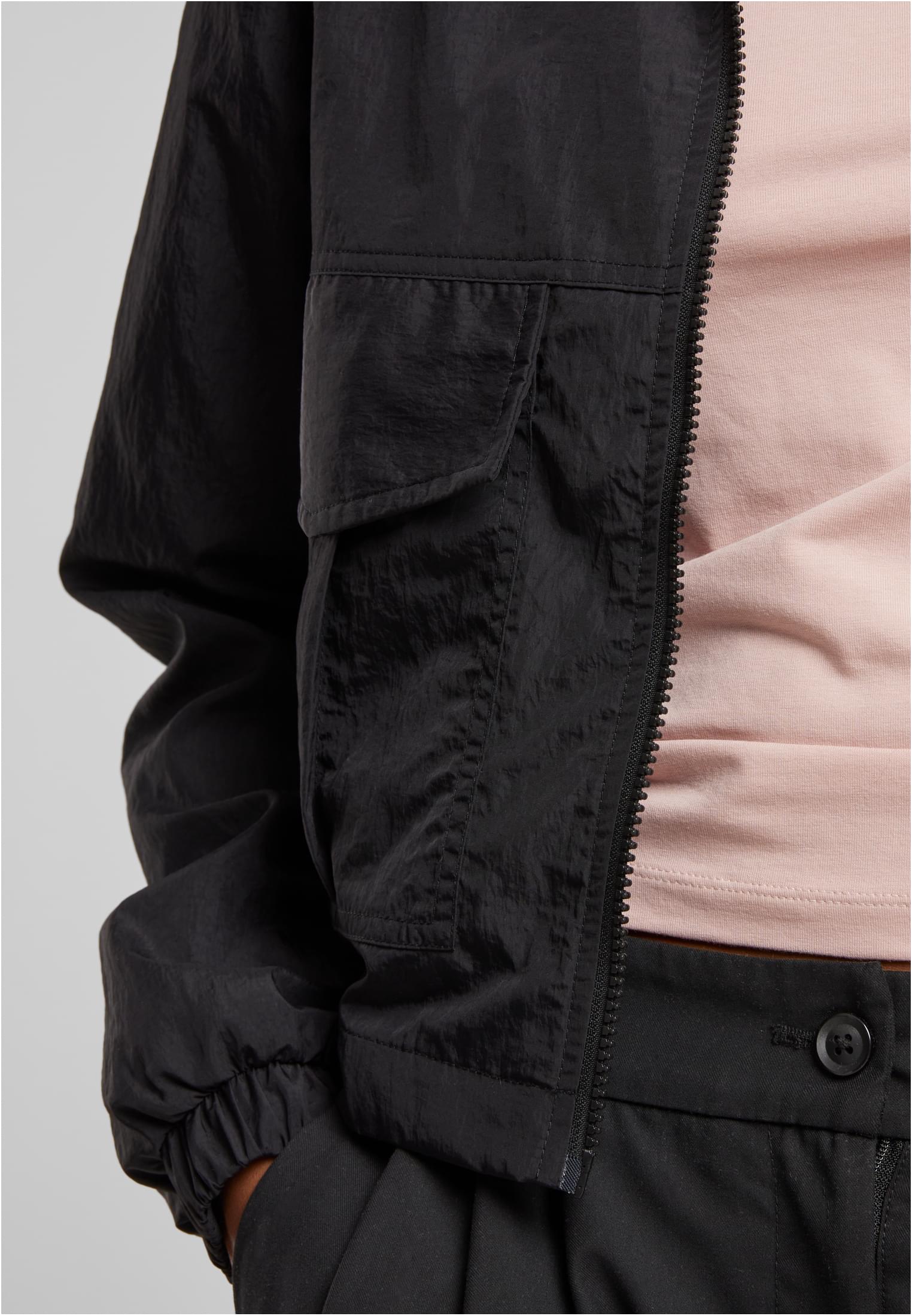 Ladies Short Crinkle Nylon Jacket | black